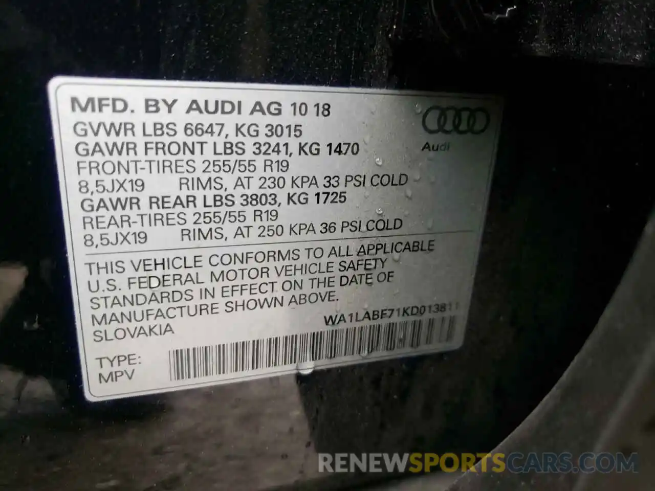 10 Фотография поврежденного автомобиля WA1LABF71KD013811 AUDI Q7 2019