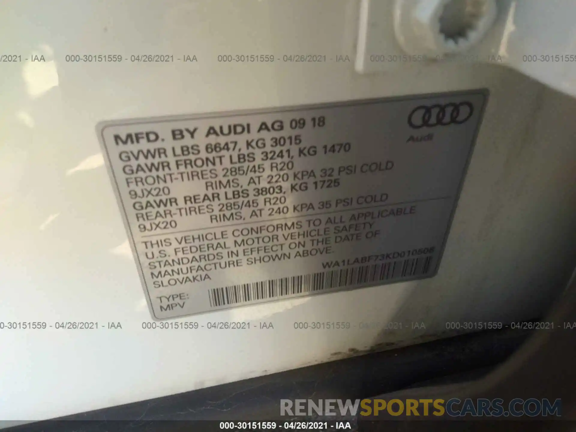 9 Фотография поврежденного автомобиля WA1LABF73KD010506 AUDI Q7 2019