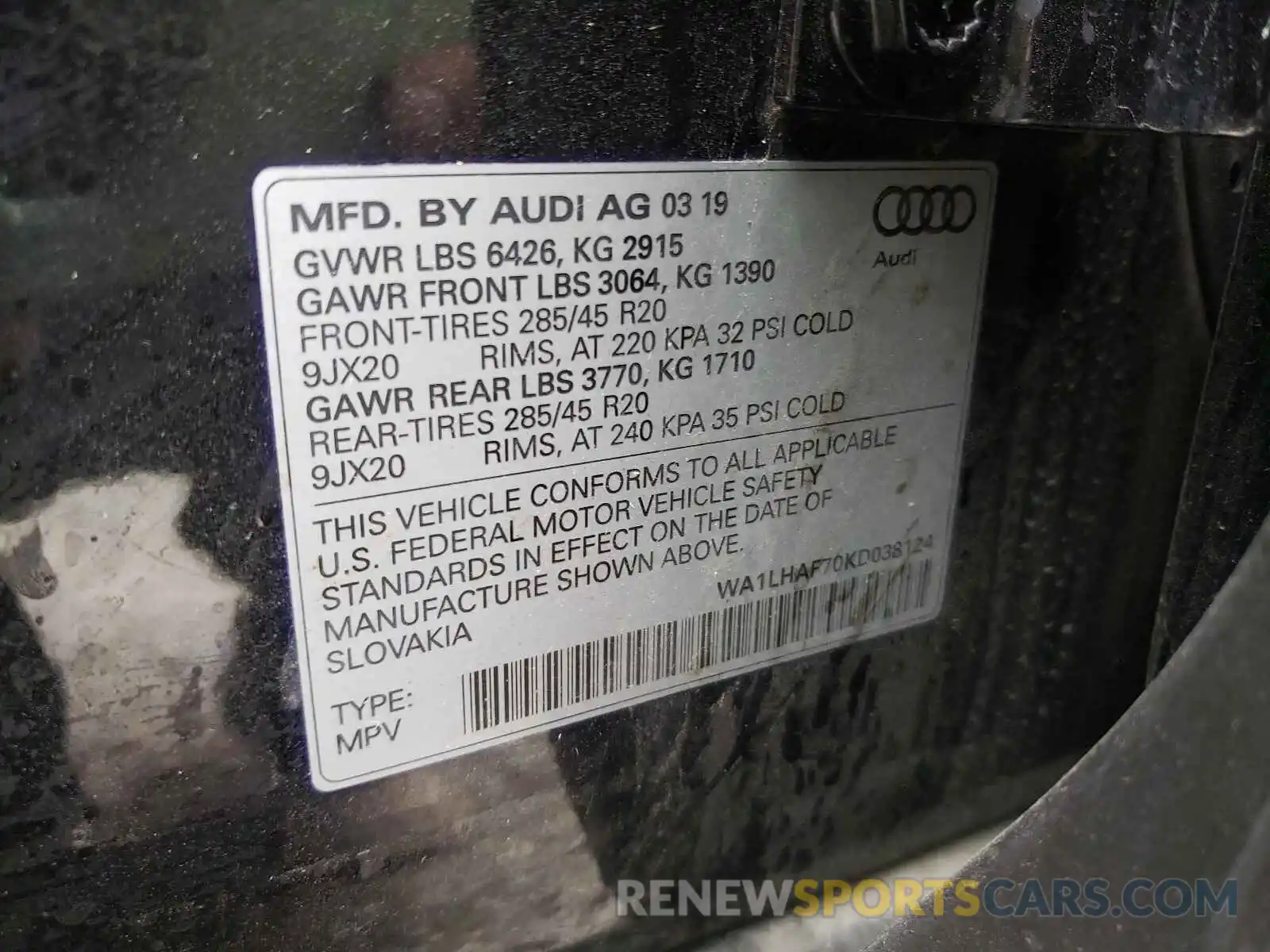 10 Фотография поврежденного автомобиля WA1LHAF70KD038124 AUDI Q7 2019