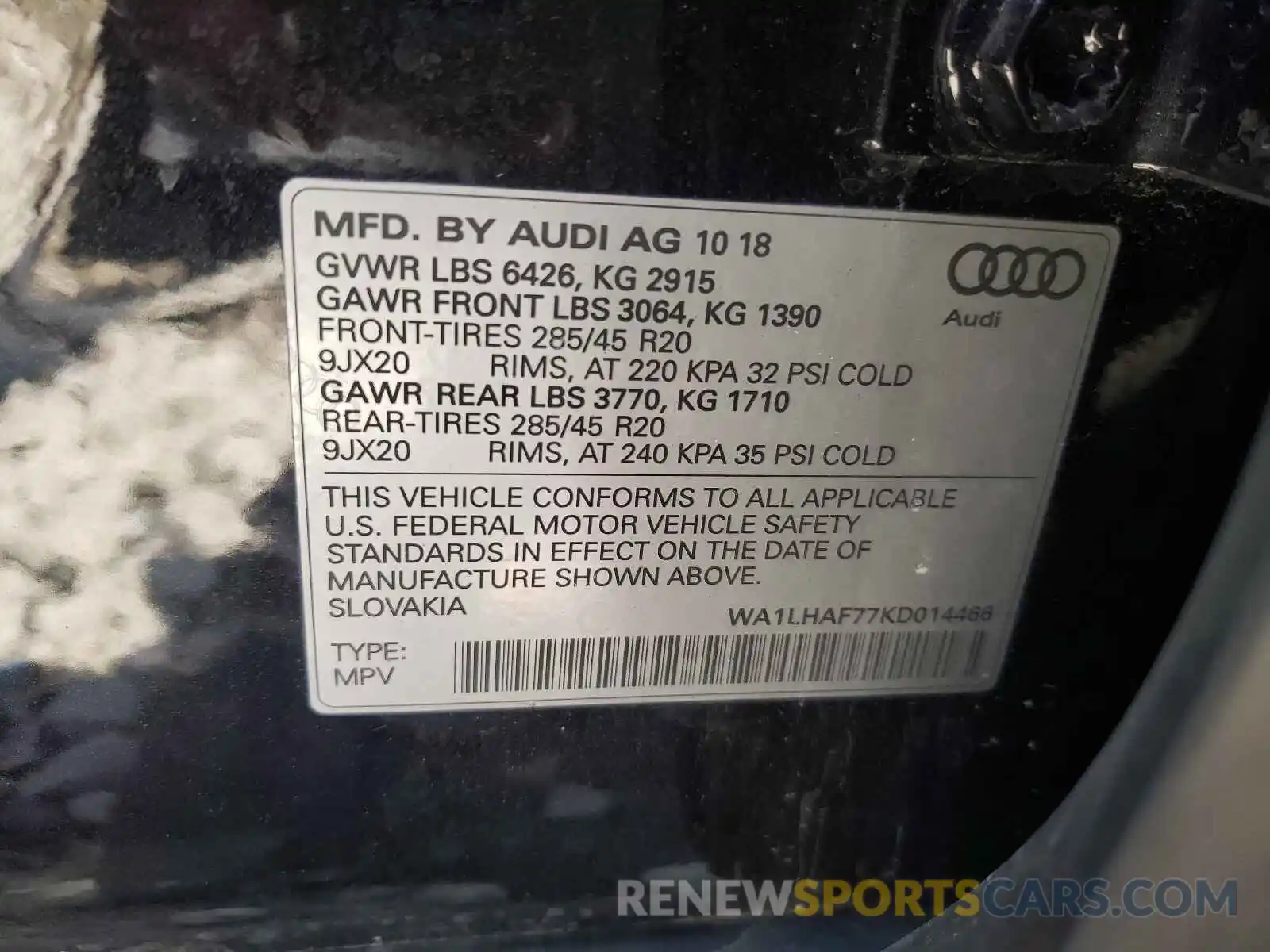 10 Фотография поврежденного автомобиля WA1LHAF77KD014466 AUDI Q7 2019