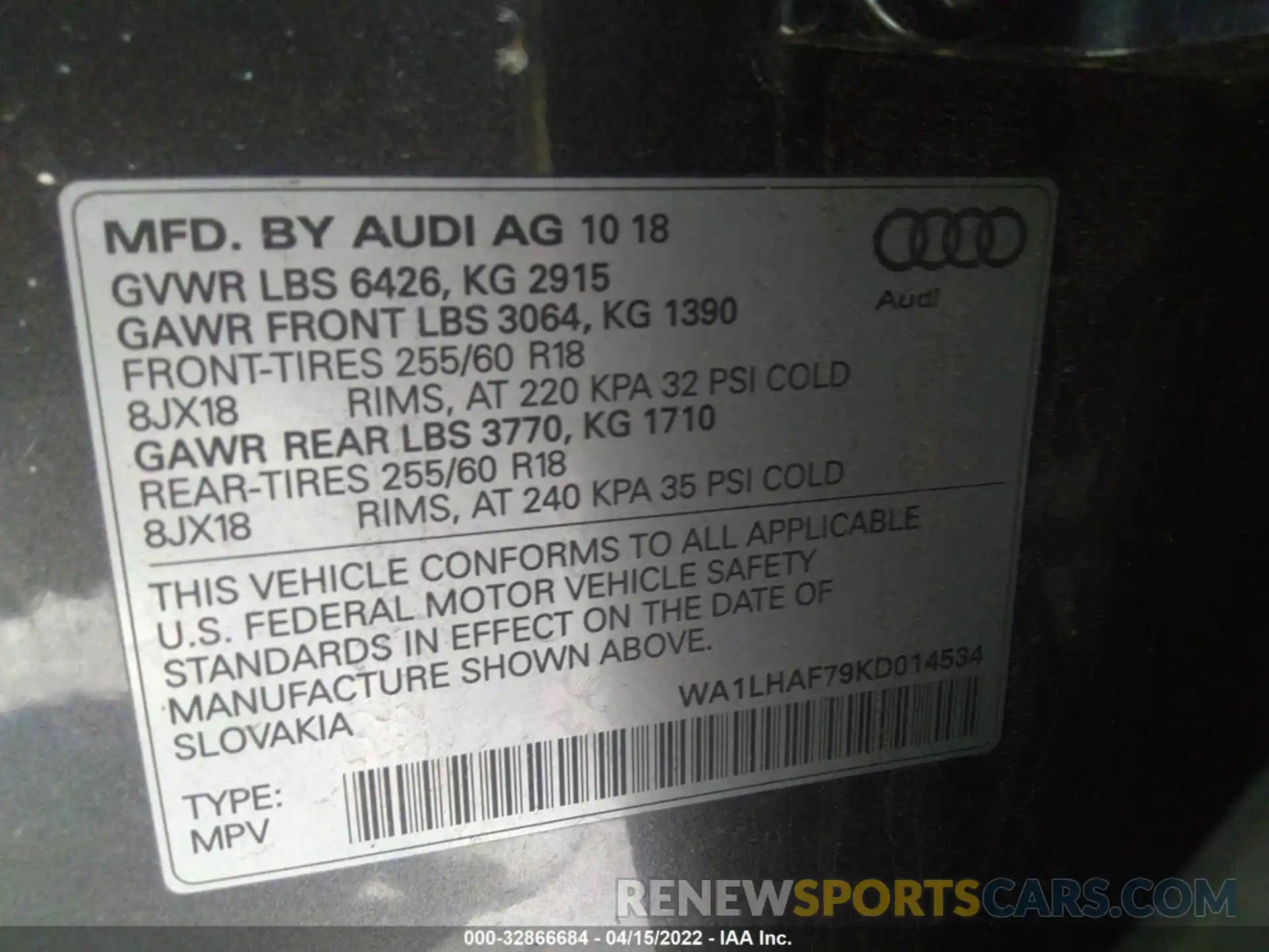 9 Фотография поврежденного автомобиля WA1LHAF79KD014534 AUDI Q7 2019