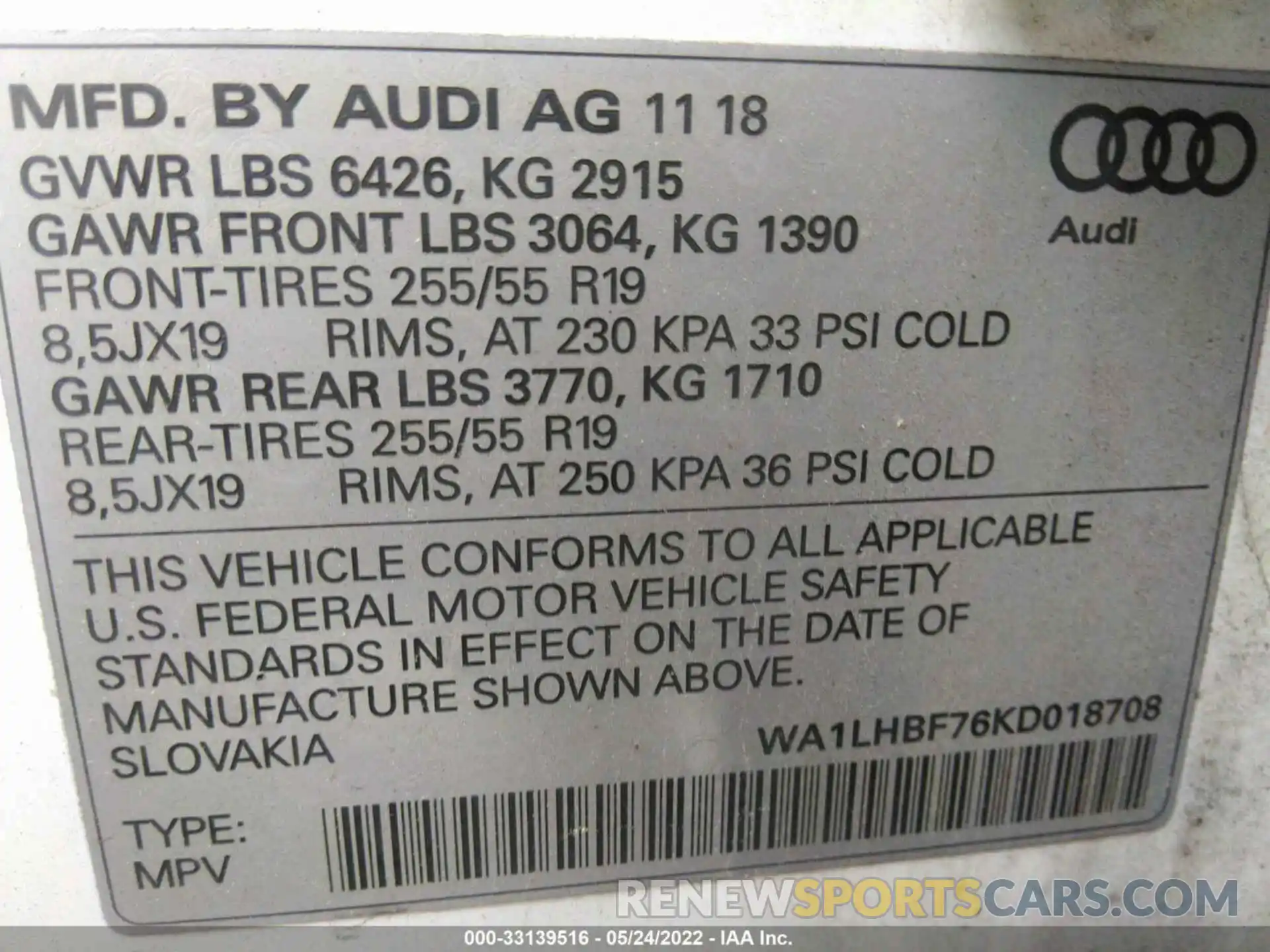 9 Фотография поврежденного автомобиля WA1LHBF76KD018708 AUDI Q7 2019