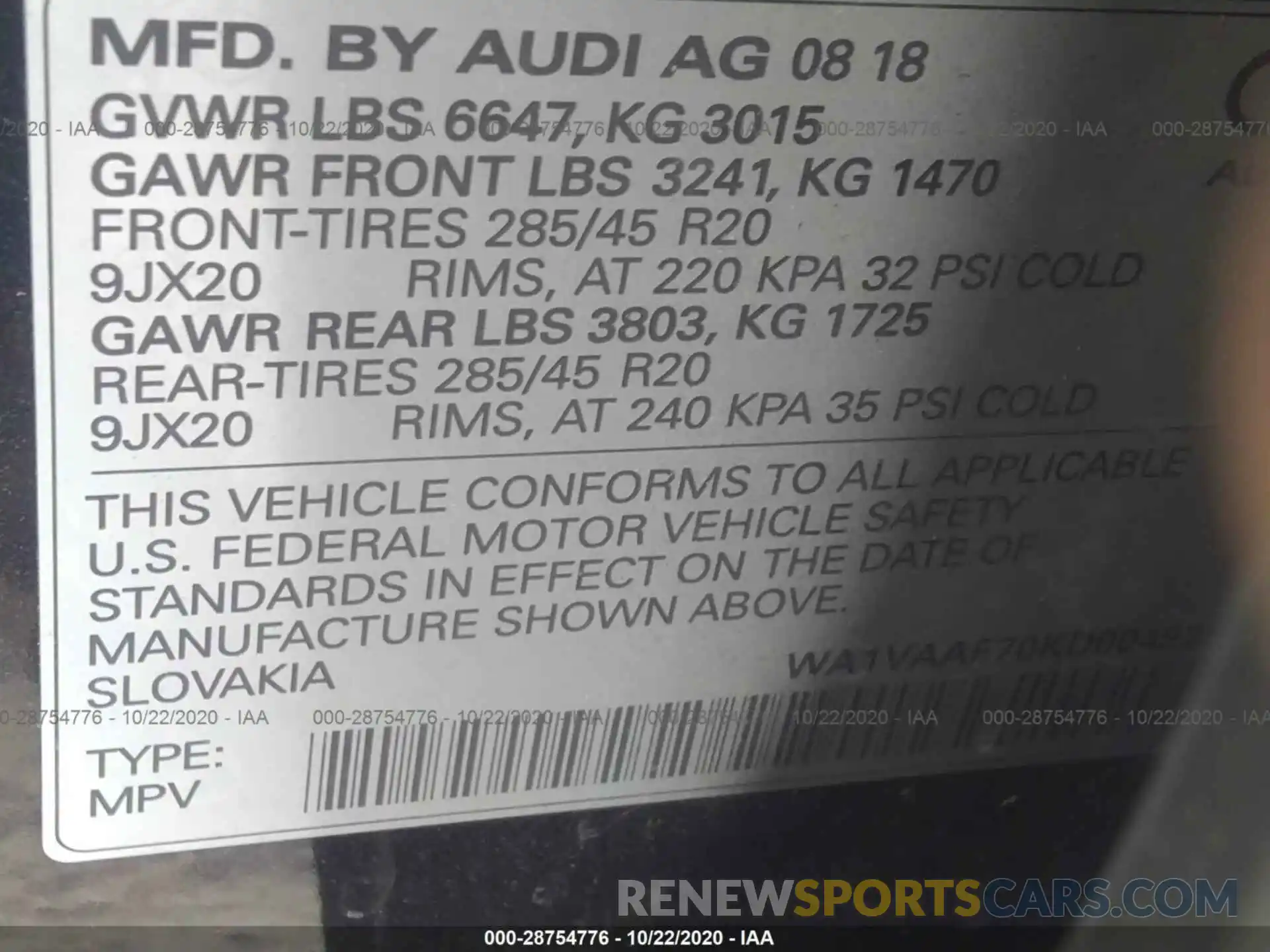 9 Фотография поврежденного автомобиля WA1VAAF70KD004925 AUDI Q7 2019