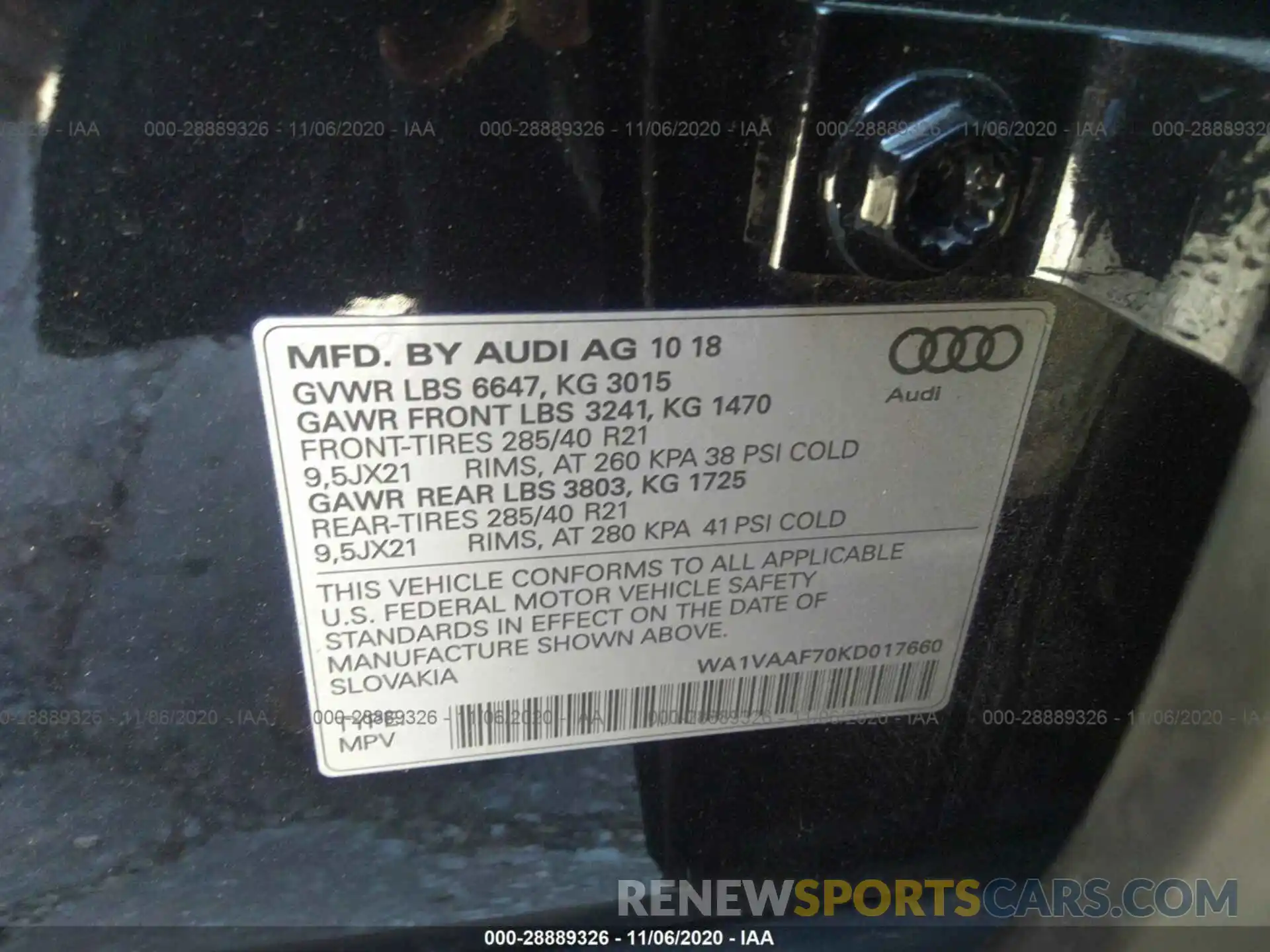 9 Фотография поврежденного автомобиля WA1VAAF70KD017660 AUDI Q7 2019