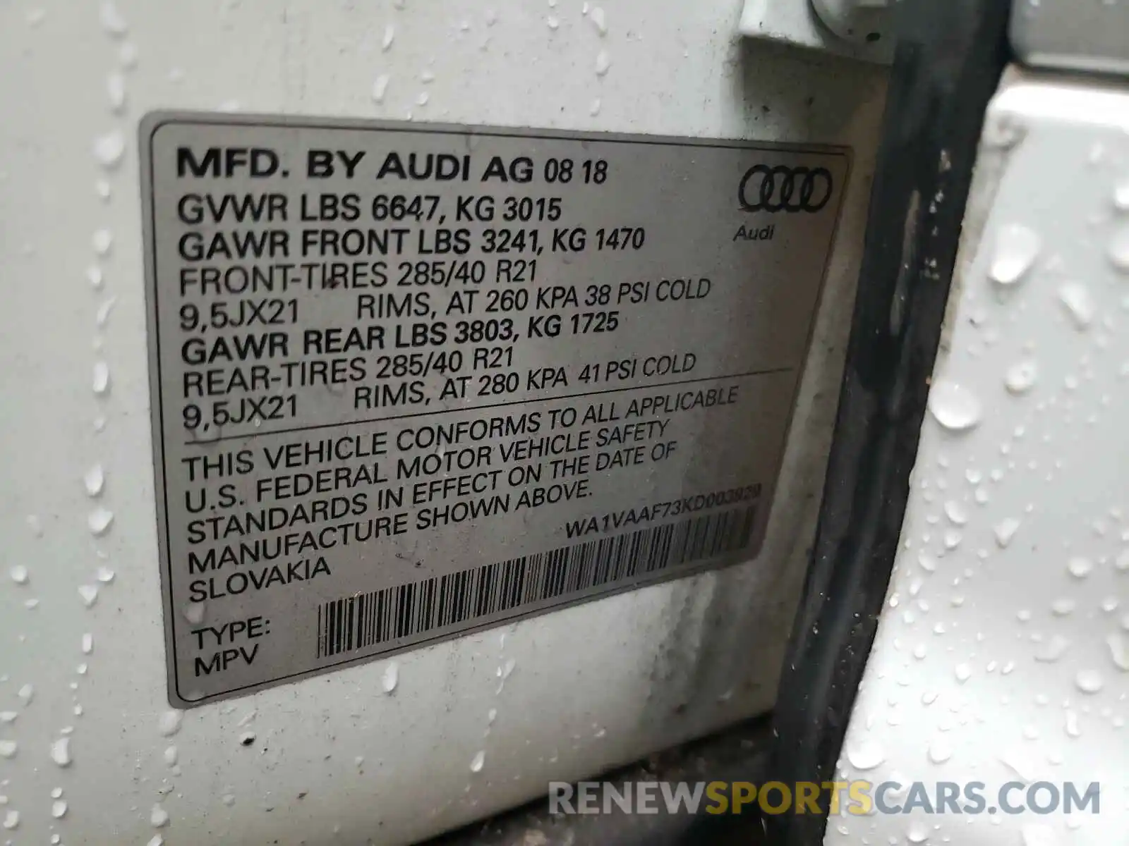 10 Фотография поврежденного автомобиля WA1VAAF73KD003929 AUDI Q7 2019