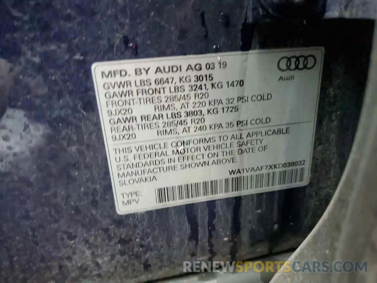 14 Photograph of a damaged car WA1VAAF7XKD038032 AUDI Q7 2019