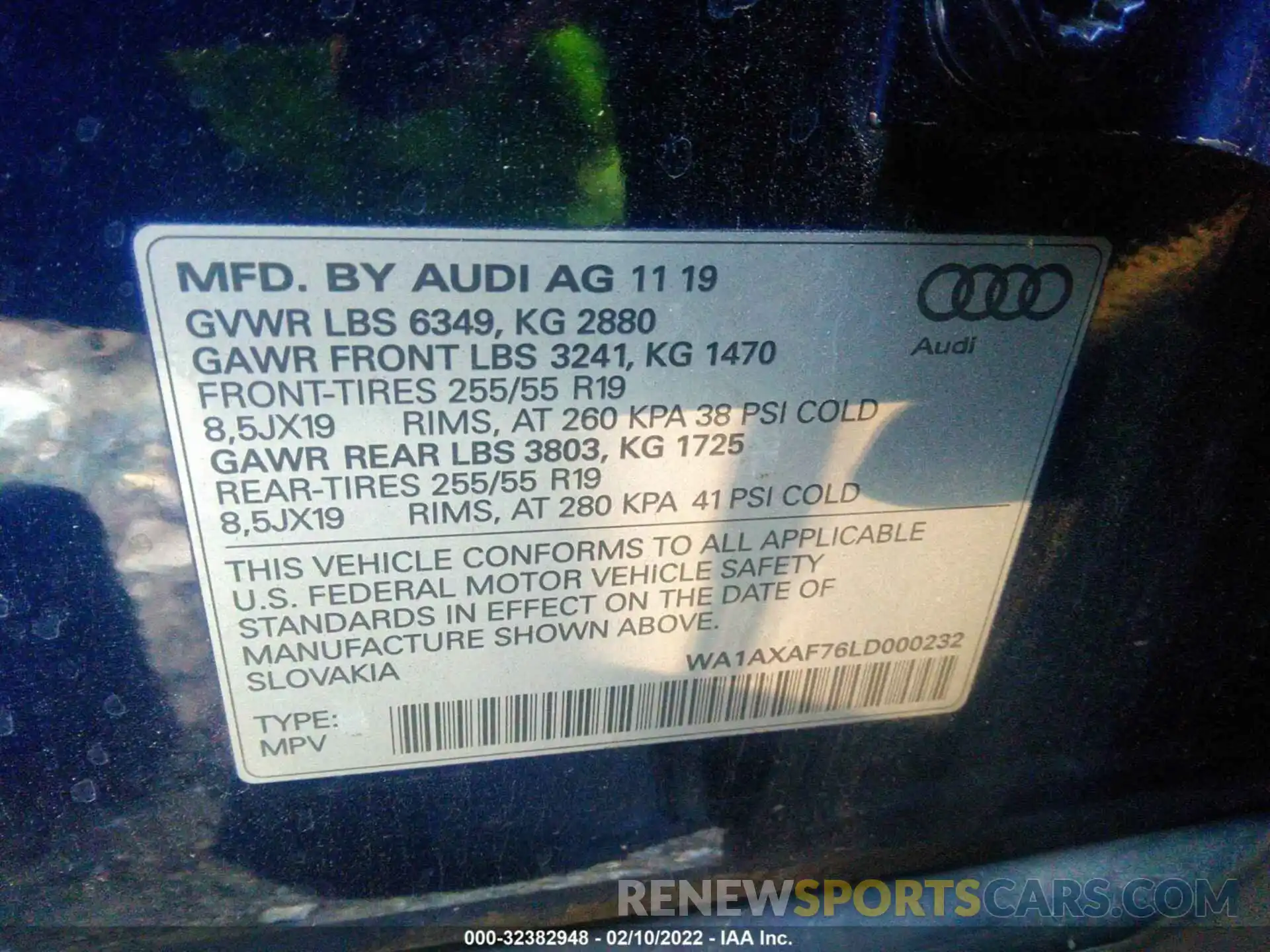 9 Фотография поврежденного автомобиля WA1AXAF76LD000232 AUDI Q7 2020