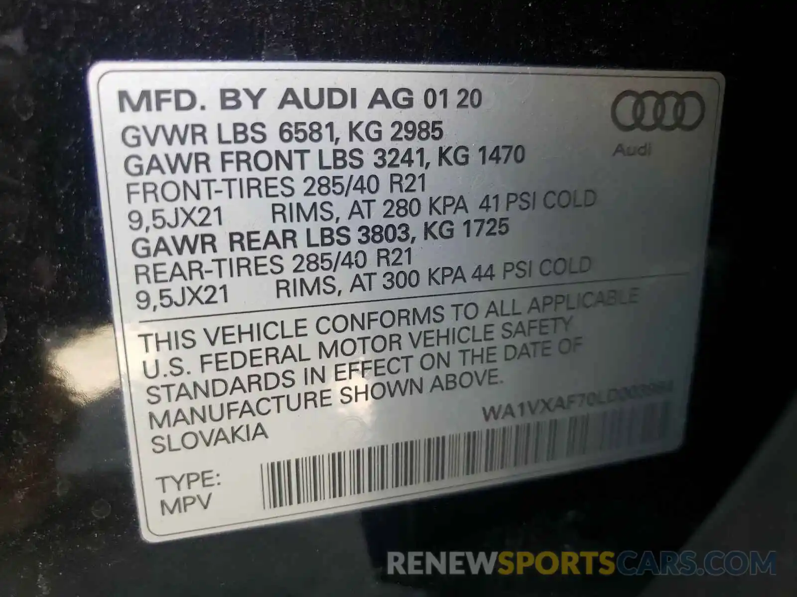 10 Фотография поврежденного автомобиля WA1VXAF70LD003984 AUDI Q7 2020