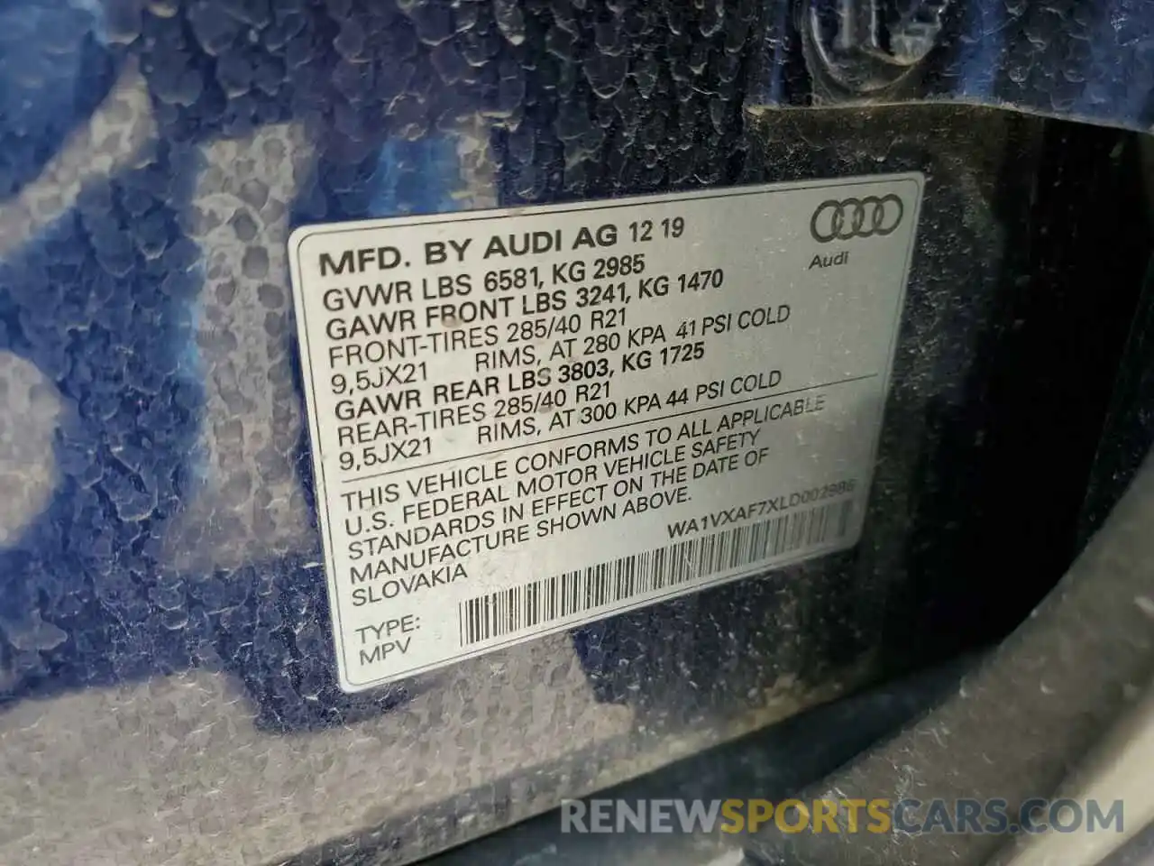 13 Фотография поврежденного автомобиля WA1VXAF7XLD002986 AUDI Q7 2020