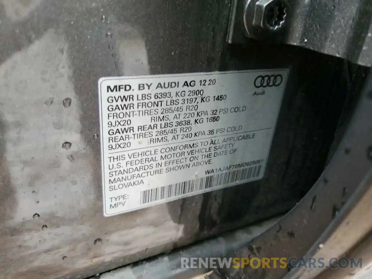 12 Фотография поврежденного автомобиля WA1AJAF70MD025081 AUDI Q7 2021