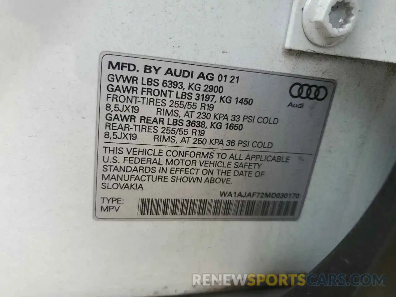 14 Фотография поврежденного автомобиля WA1AJAF72MD030170 AUDI Q7 2021