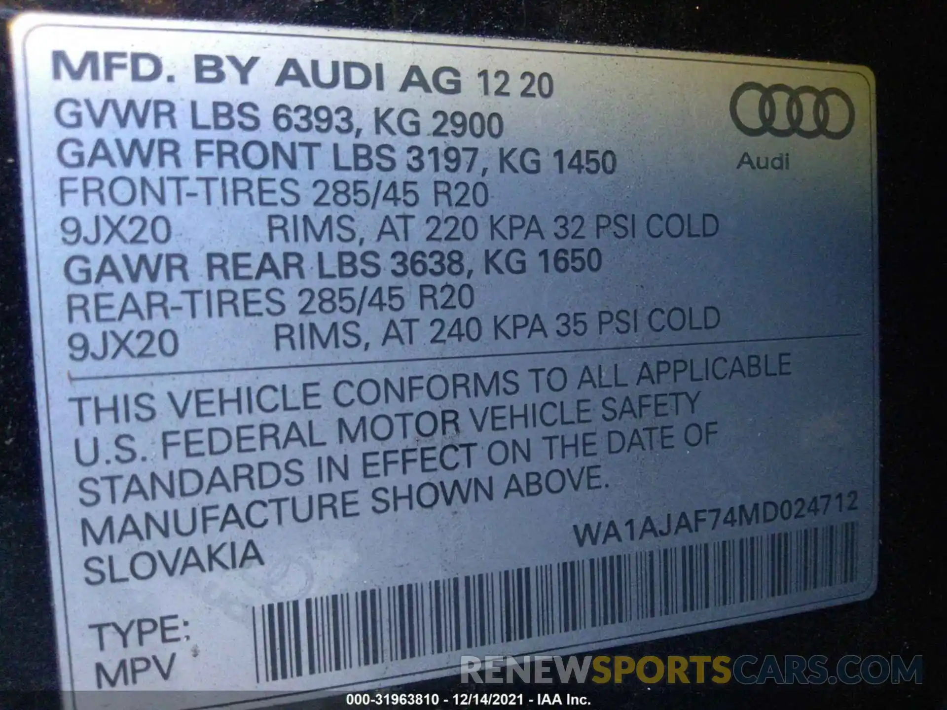 9 Photograph of a damaged car WA1AJAF74MD024712 AUDI Q7 2021