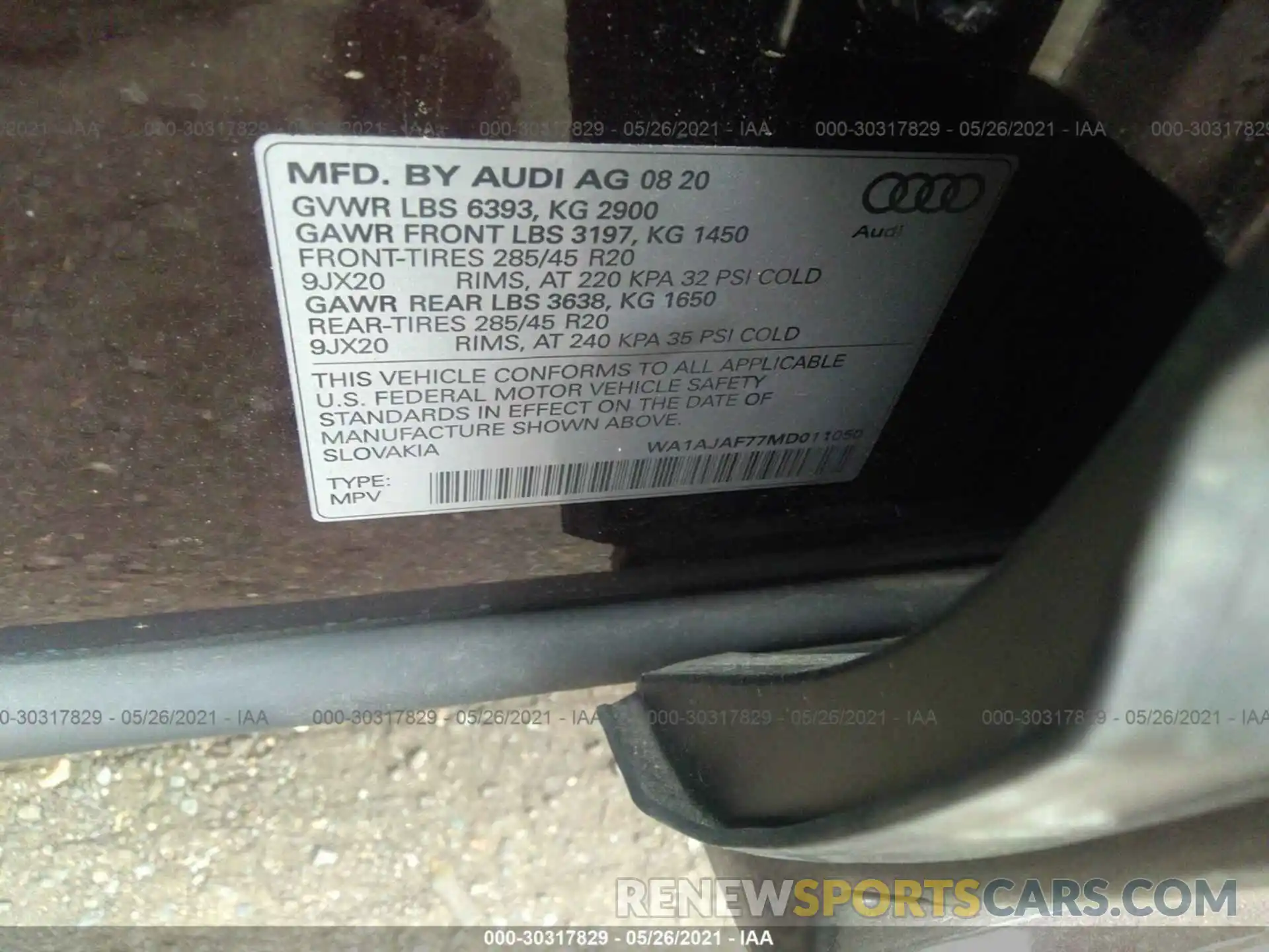 9 Фотография поврежденного автомобиля WA1AJAF77MD011050 AUDI Q7 2021