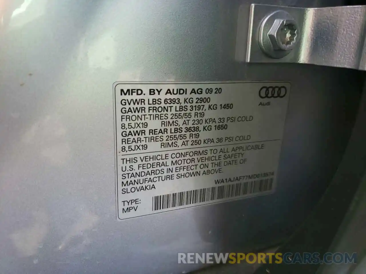 10 Photograph of a damaged car WA1AJAF77MD013574 AUDI Q7 2021