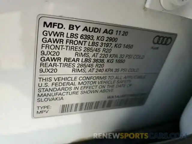 12 Photograph of a damaged car WA1AJAF77MD023697 AUDI Q7 2021