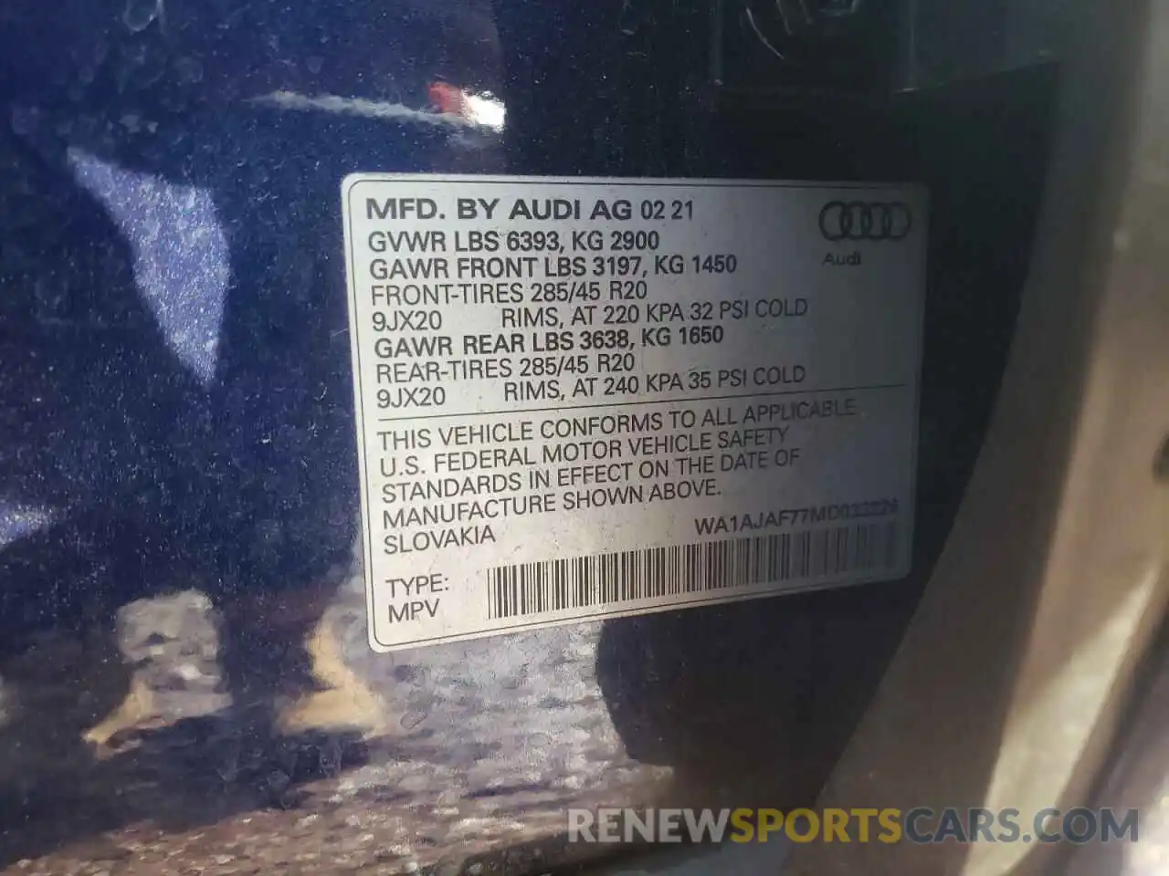 10 Photograph of a damaged car WA1AJAF77MD033226 AUDI Q7 2021