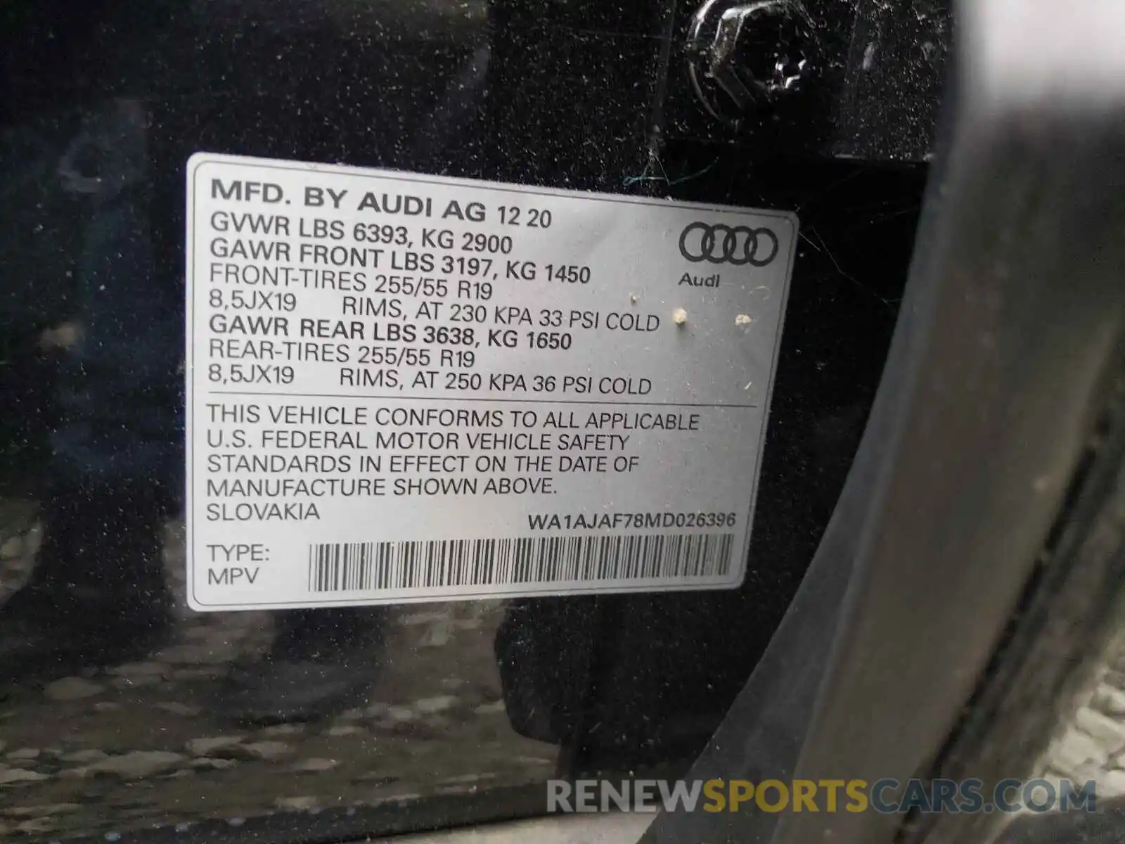 10 Photograph of a damaged car WA1AJAF78MD026396 AUDI Q7 2021