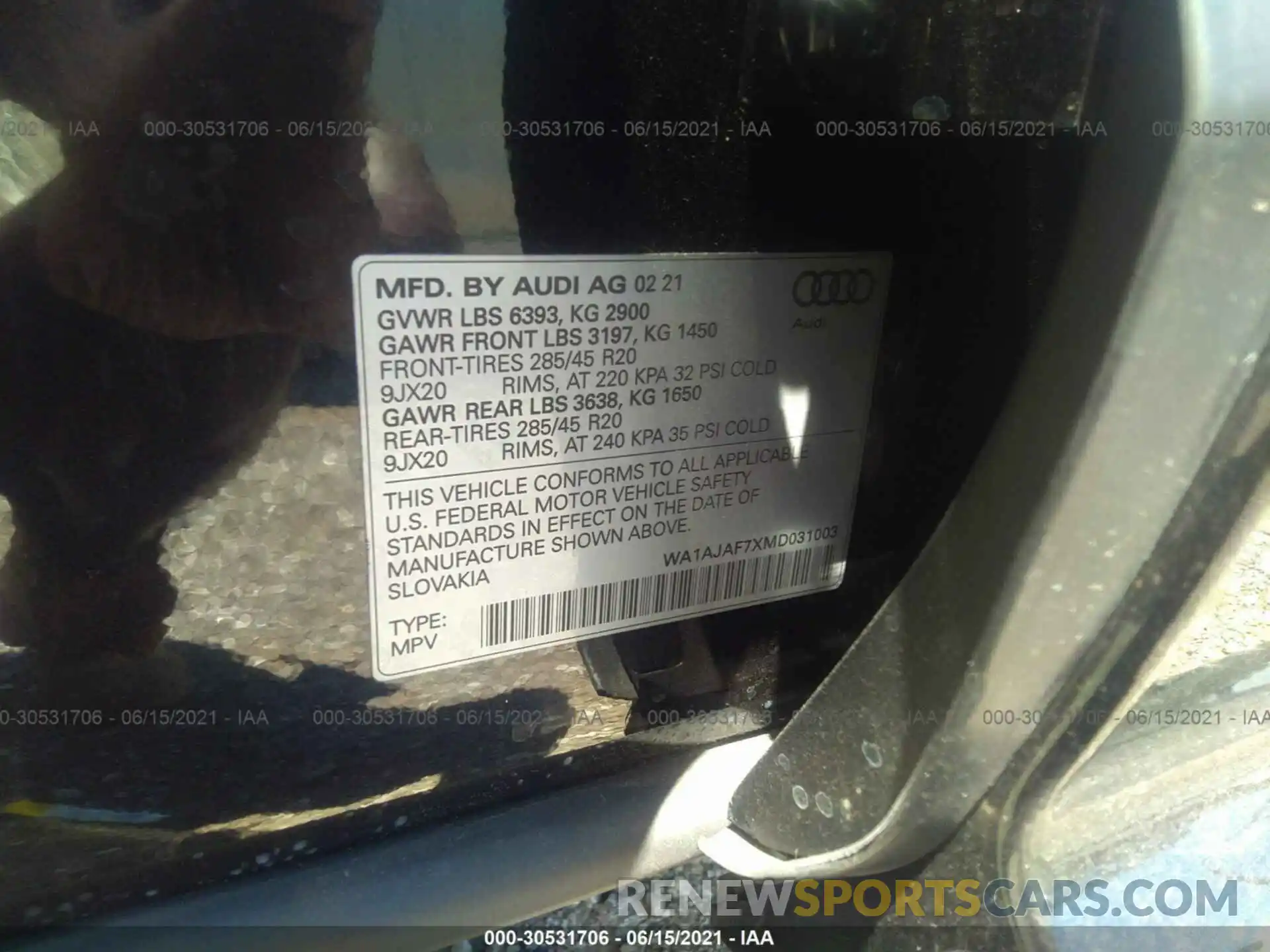 9 Photograph of a damaged car WA1AJAF7XMD031003 AUDI Q7 2021