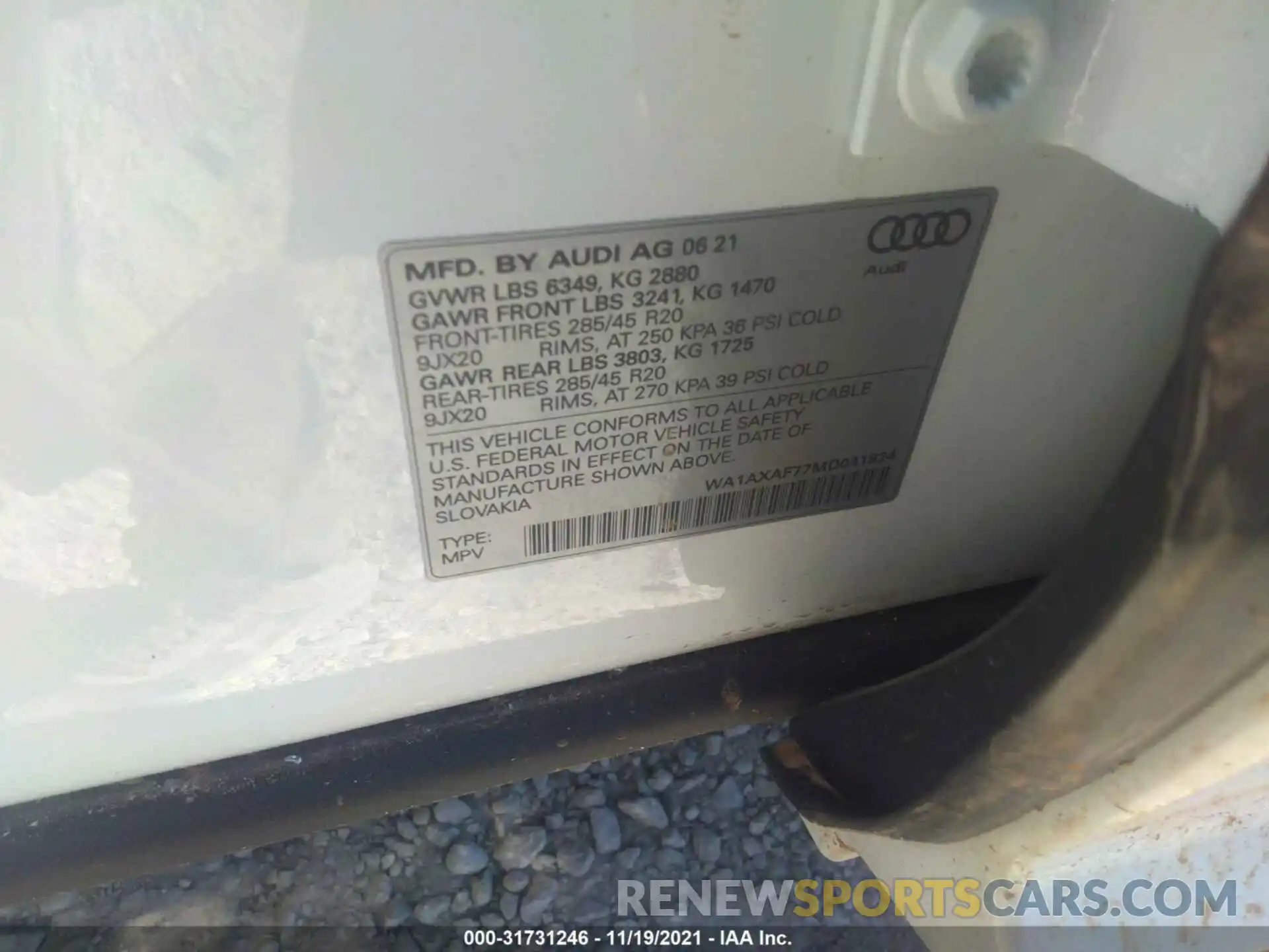 9 Photograph of a damaged car WA1AXAF77MD041924 AUDI Q7 2021