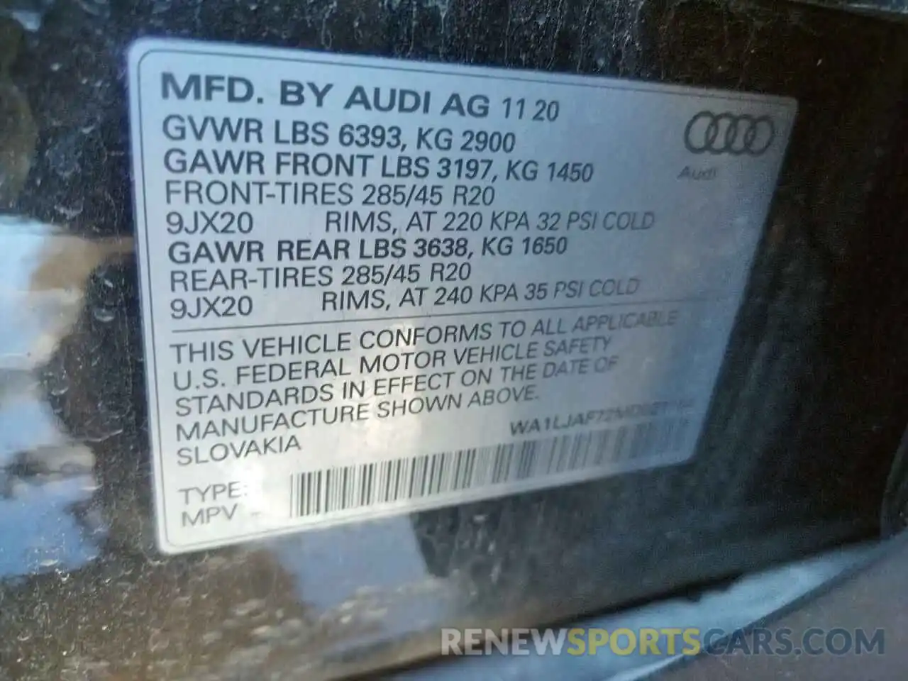 10 Photograph of a damaged car WA1LJAF72MD021154 AUDI Q7 2021