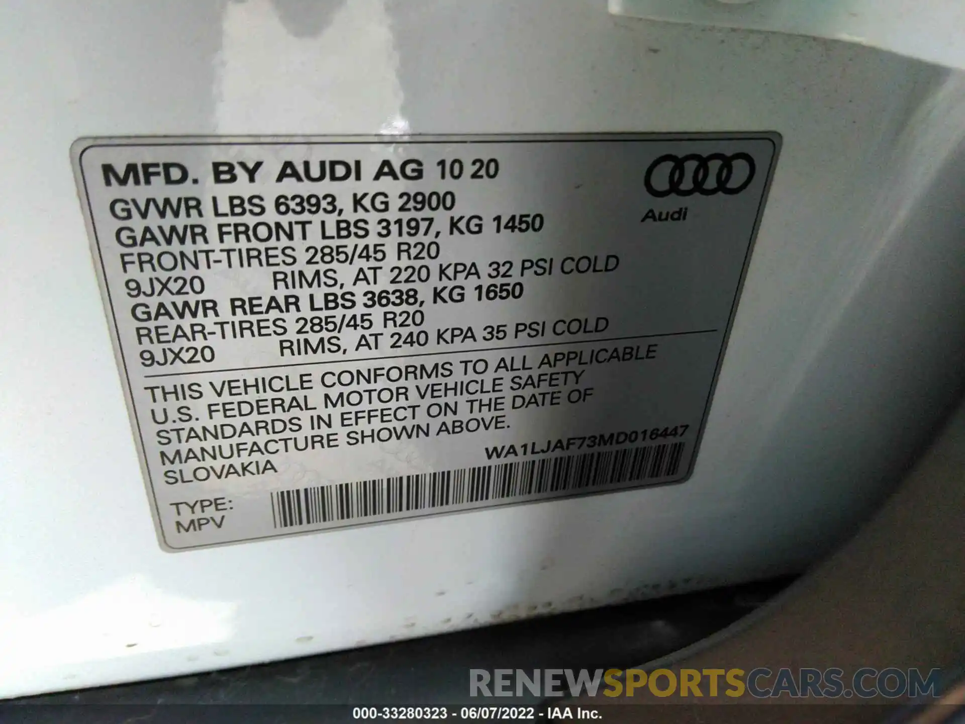 9 Фотография поврежденного автомобиля WA1LJAF73MD016447 AUDI Q7 2021