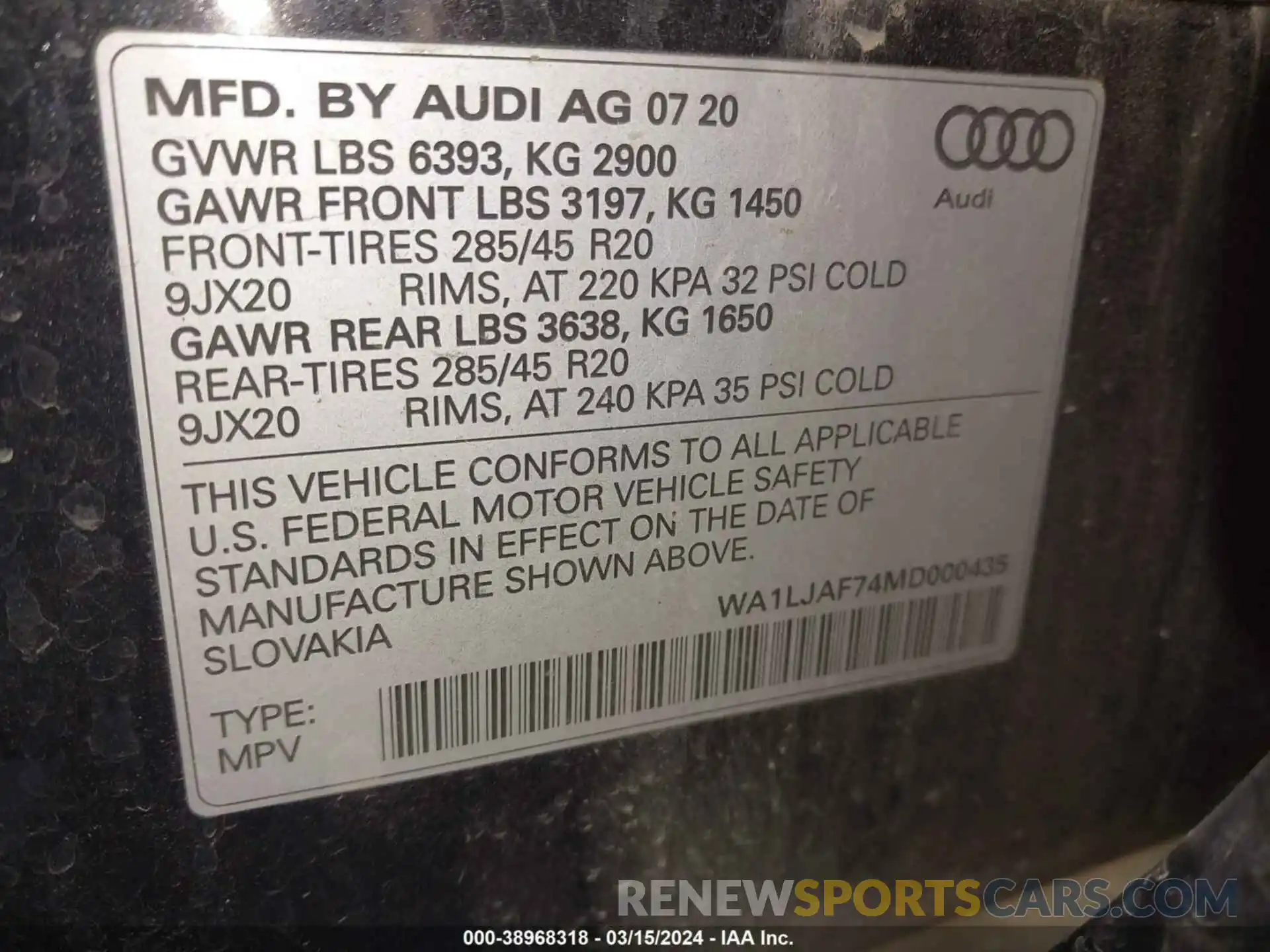 9 Photograph of a damaged car WA1LJAF74MD000435 AUDI Q7 2021