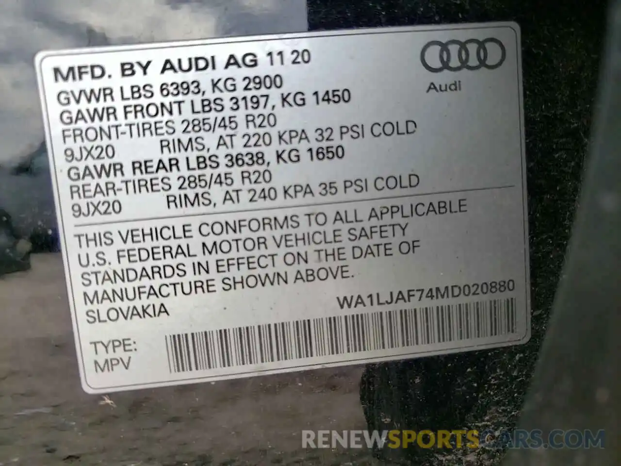 10 Photograph of a damaged car WA1LJAF74MD020880 AUDI Q7 2021