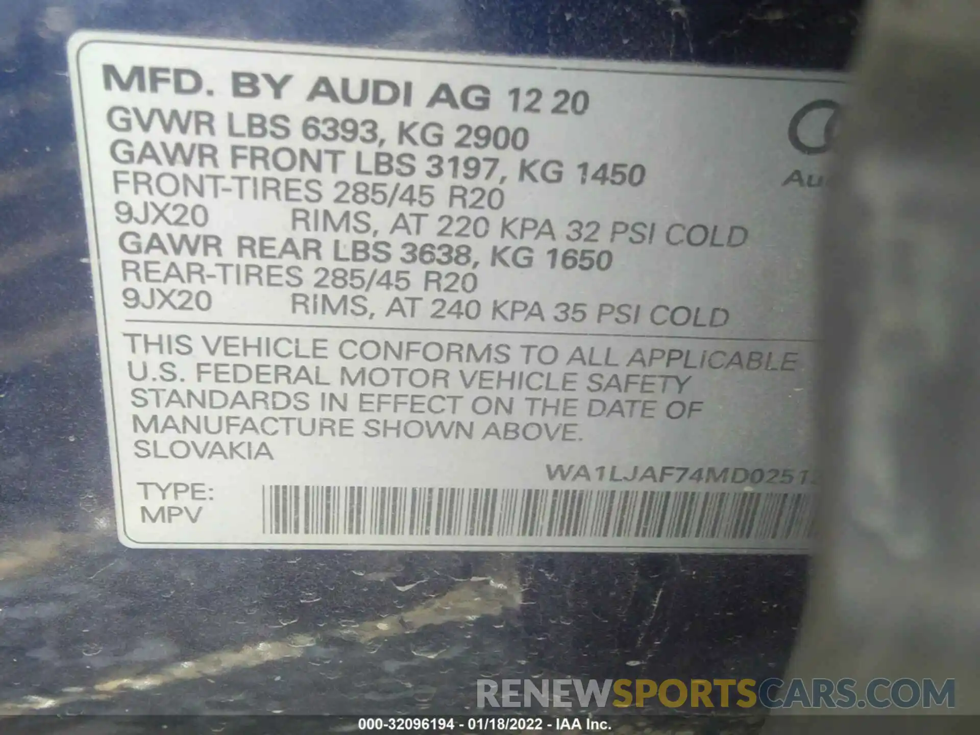 9 Фотография поврежденного автомобиля WA1LJAF74MD025139 AUDI Q7 2021