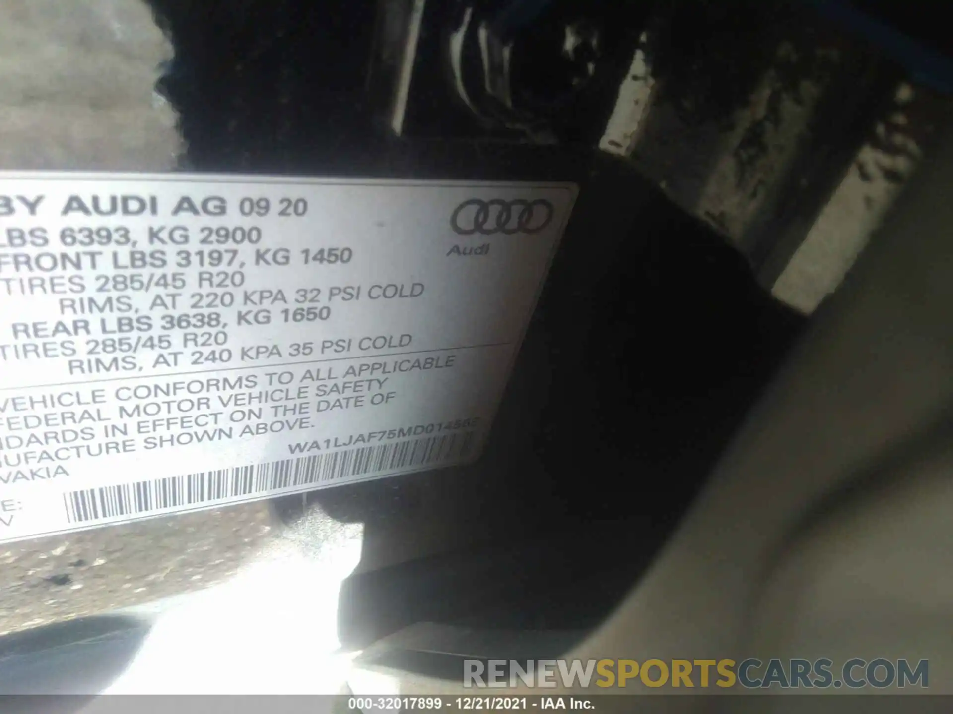 9 Фотография поврежденного автомобиля WA1LJAF75MD014568 AUDI Q7 2021