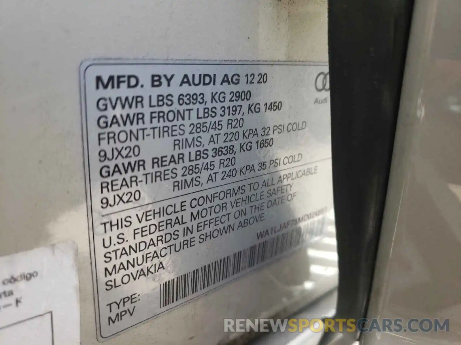 10 Photograph of a damaged car WA1LJAF75MD024551 AUDI Q7 2021