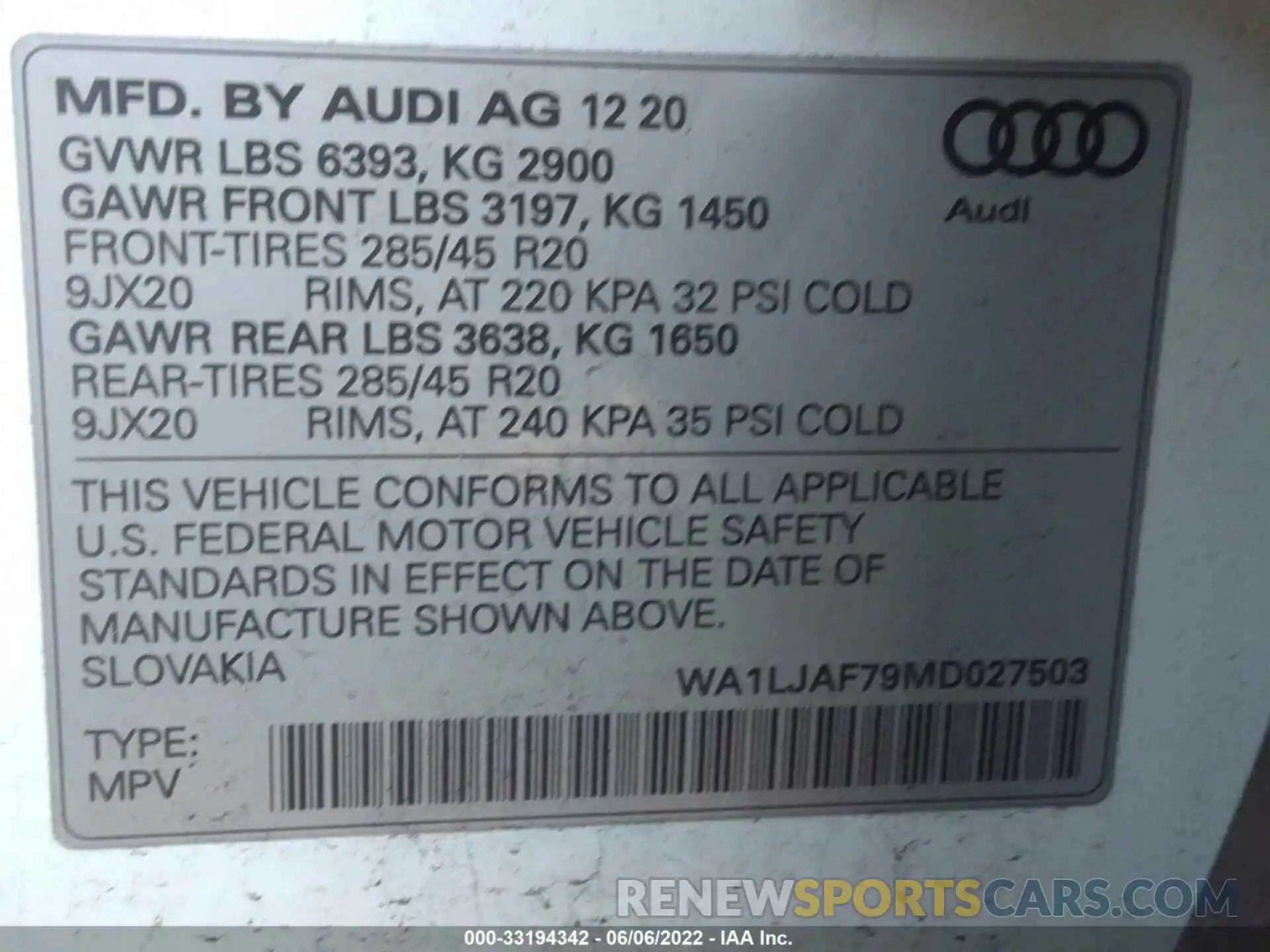 9 Фотография поврежденного автомобиля WA1LJAF79MD027503 AUDI Q7 2021