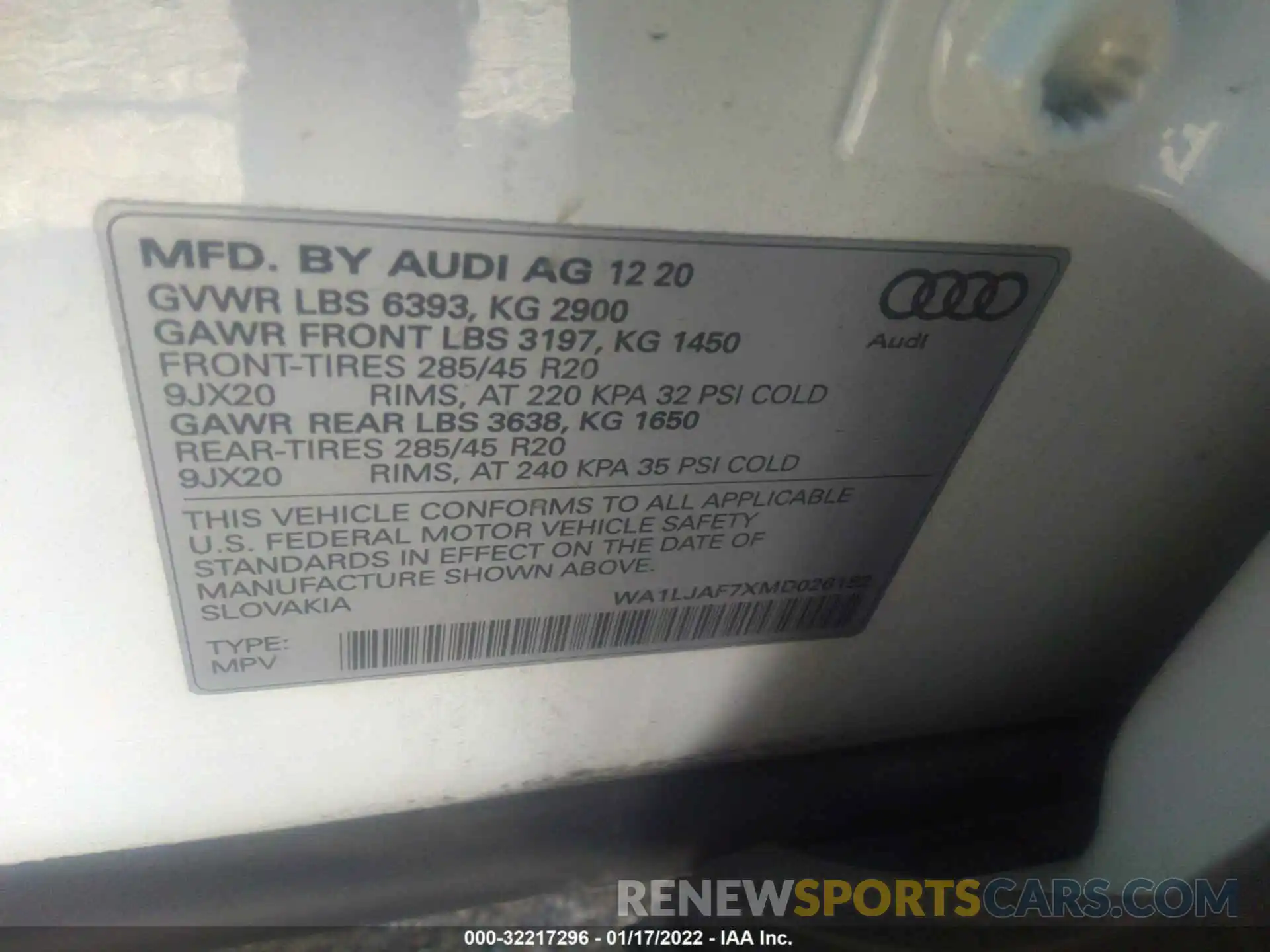 9 Фотография поврежденного автомобиля WA1LJAF7XMD026182 AUDI Q7 2021