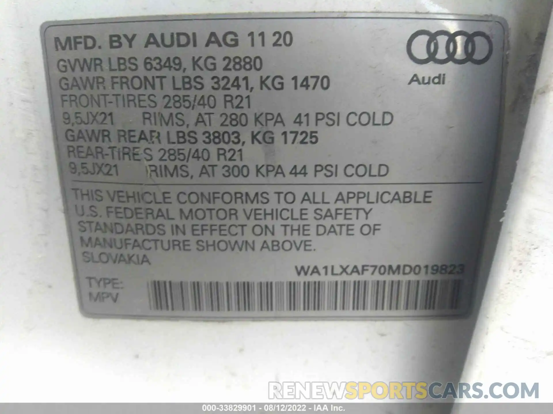 9 Photograph of a damaged car WA1LXAF70MD019823 AUDI Q7 2021