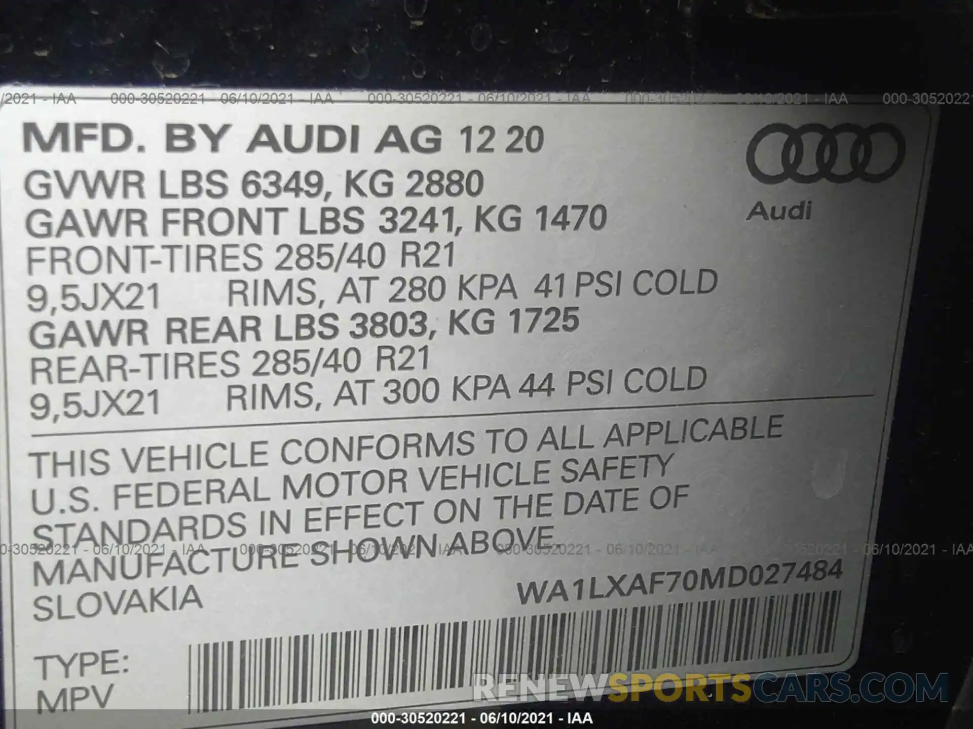 9 Фотография поврежденного автомобиля WA1LXAF70MD027484 AUDI Q7 2021