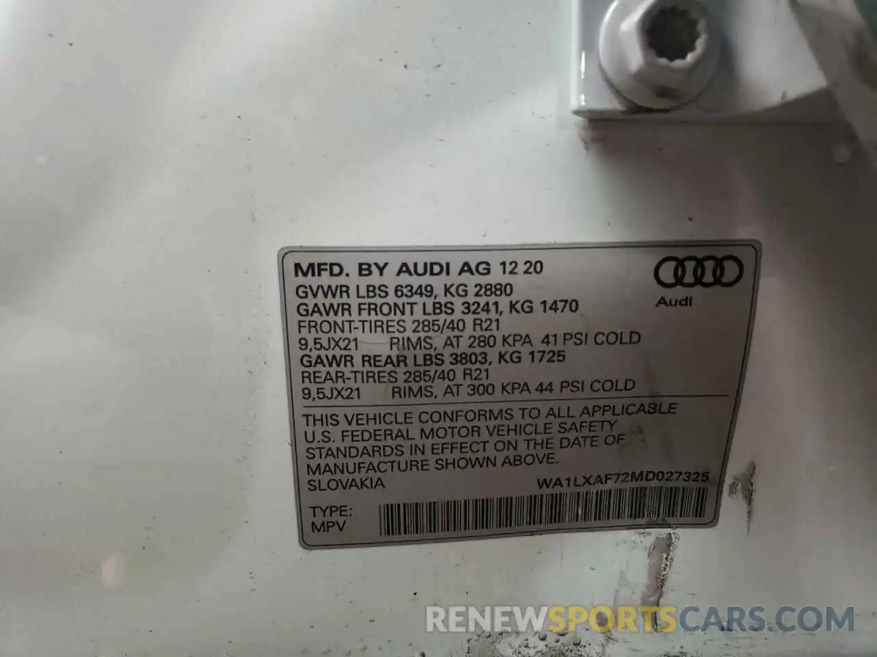 10 Photograph of a damaged car WA1LXAF72MD027325 AUDI Q7 2021