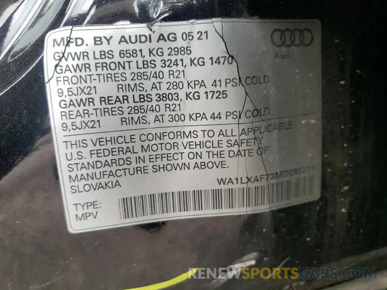 10 Фотография поврежденного автомобиля WA1LXAF73MD039211 AUDI Q7 2021