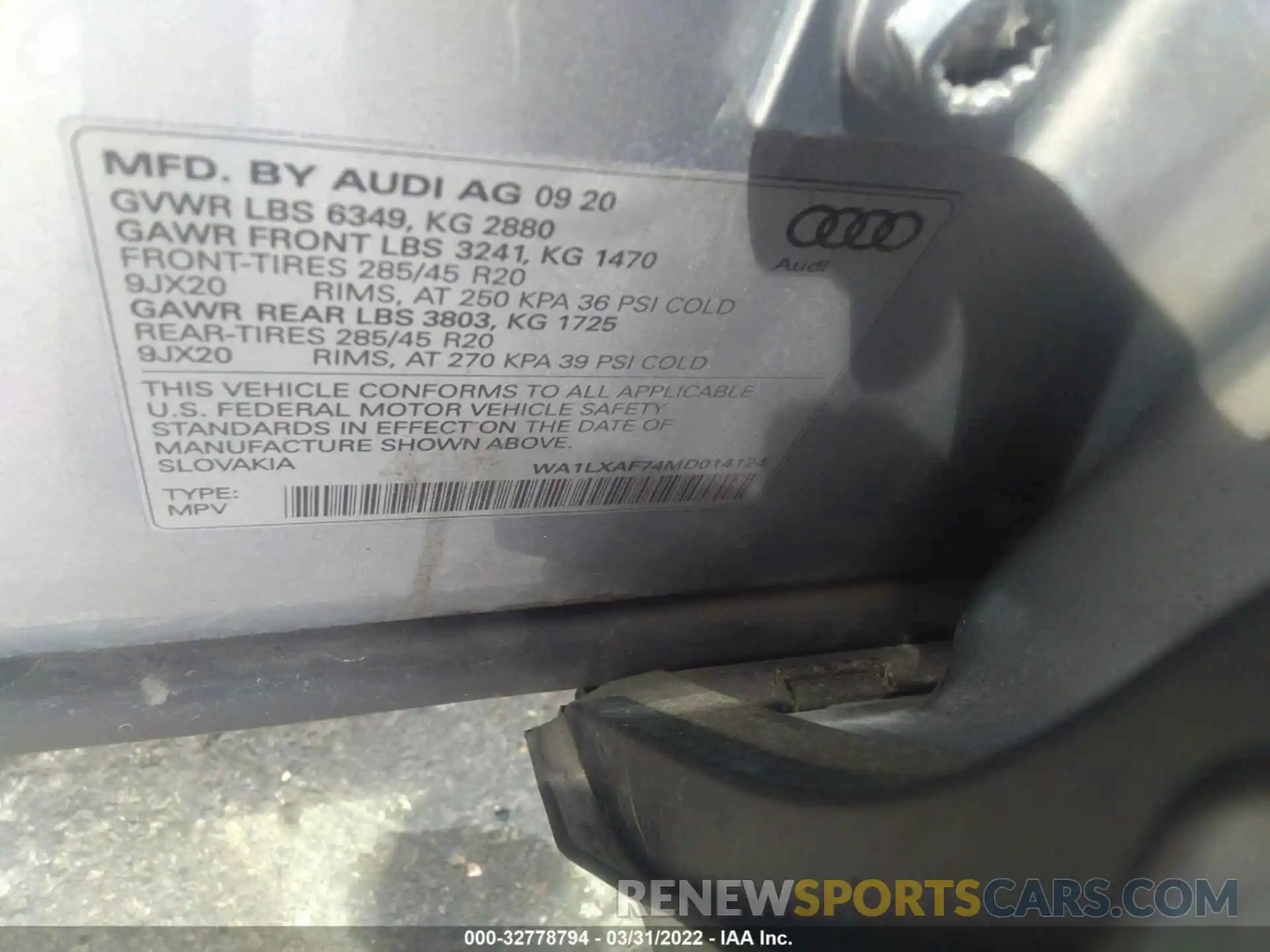 9 Фотография поврежденного автомобиля WA1LXAF74MD014124 AUDI Q7 2021