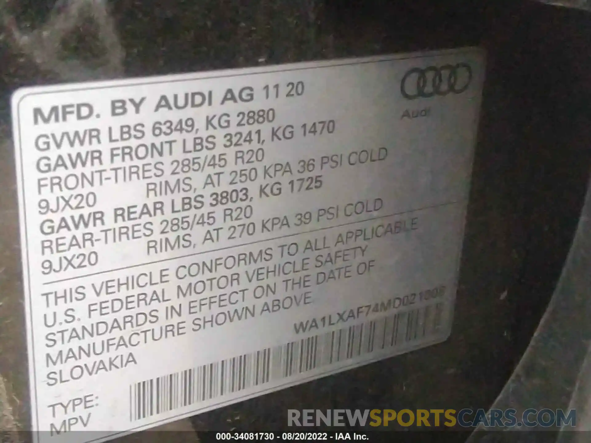 9 Фотография поврежденного автомобиля WA1LXAF74MD021008 AUDI Q7 2021