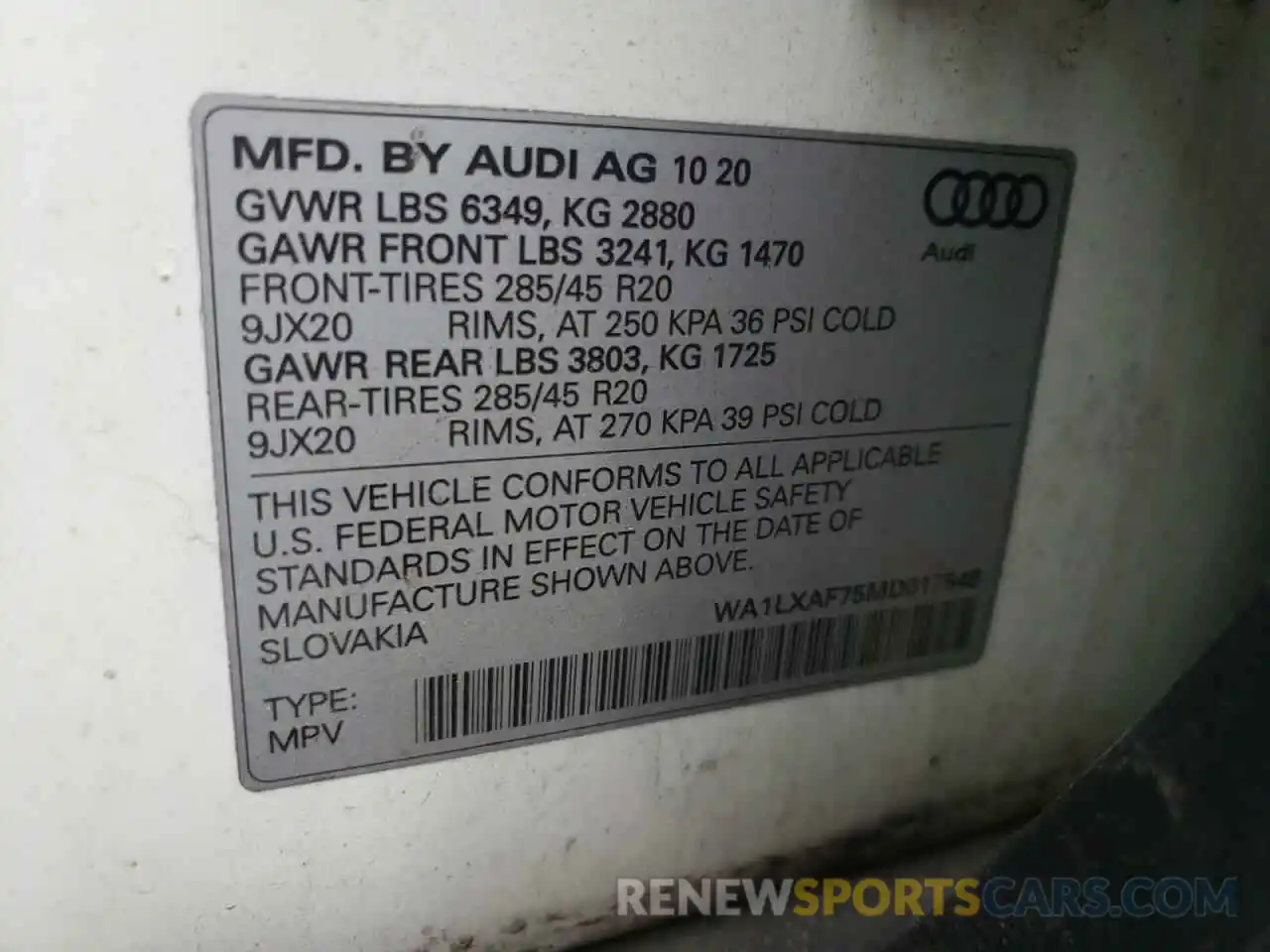 10 Фотография поврежденного автомобиля WA1LXAF75MD017548 AUDI Q7 2021