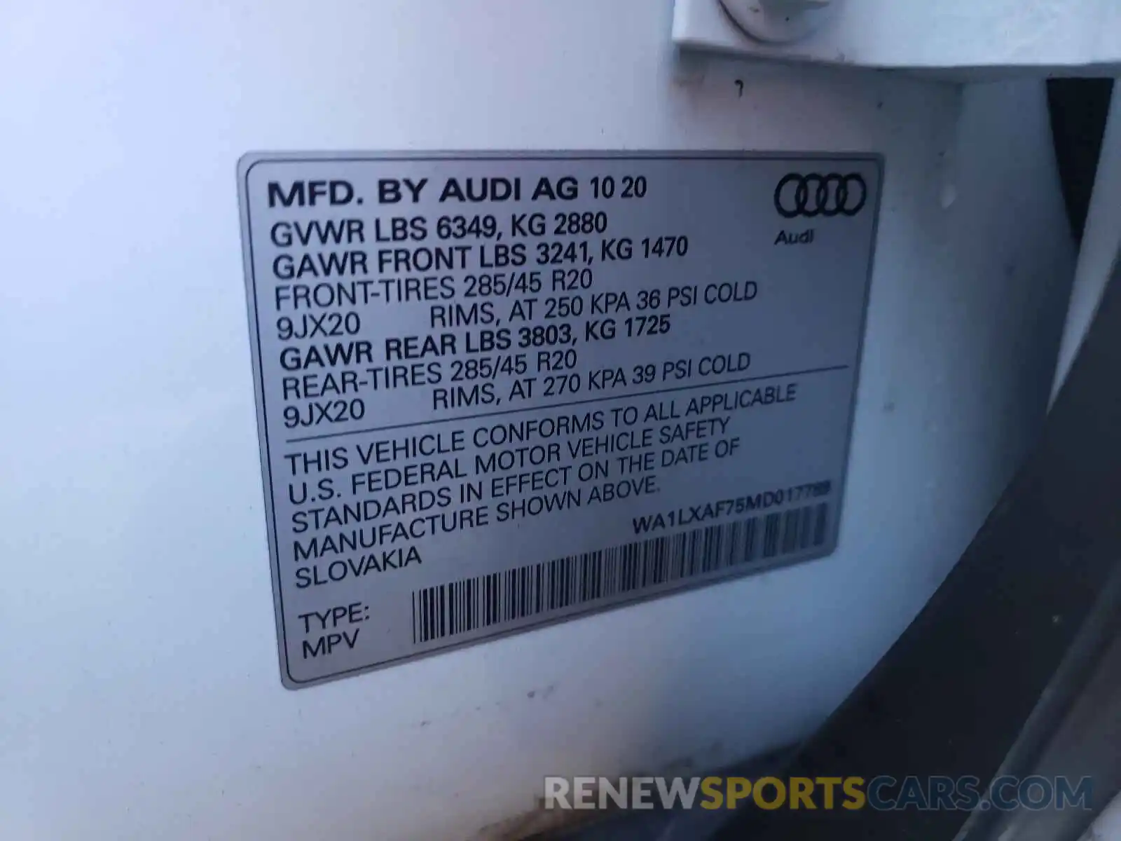 10 Фотография поврежденного автомобиля WA1LXAF75MD017789 AUDI Q7 2021