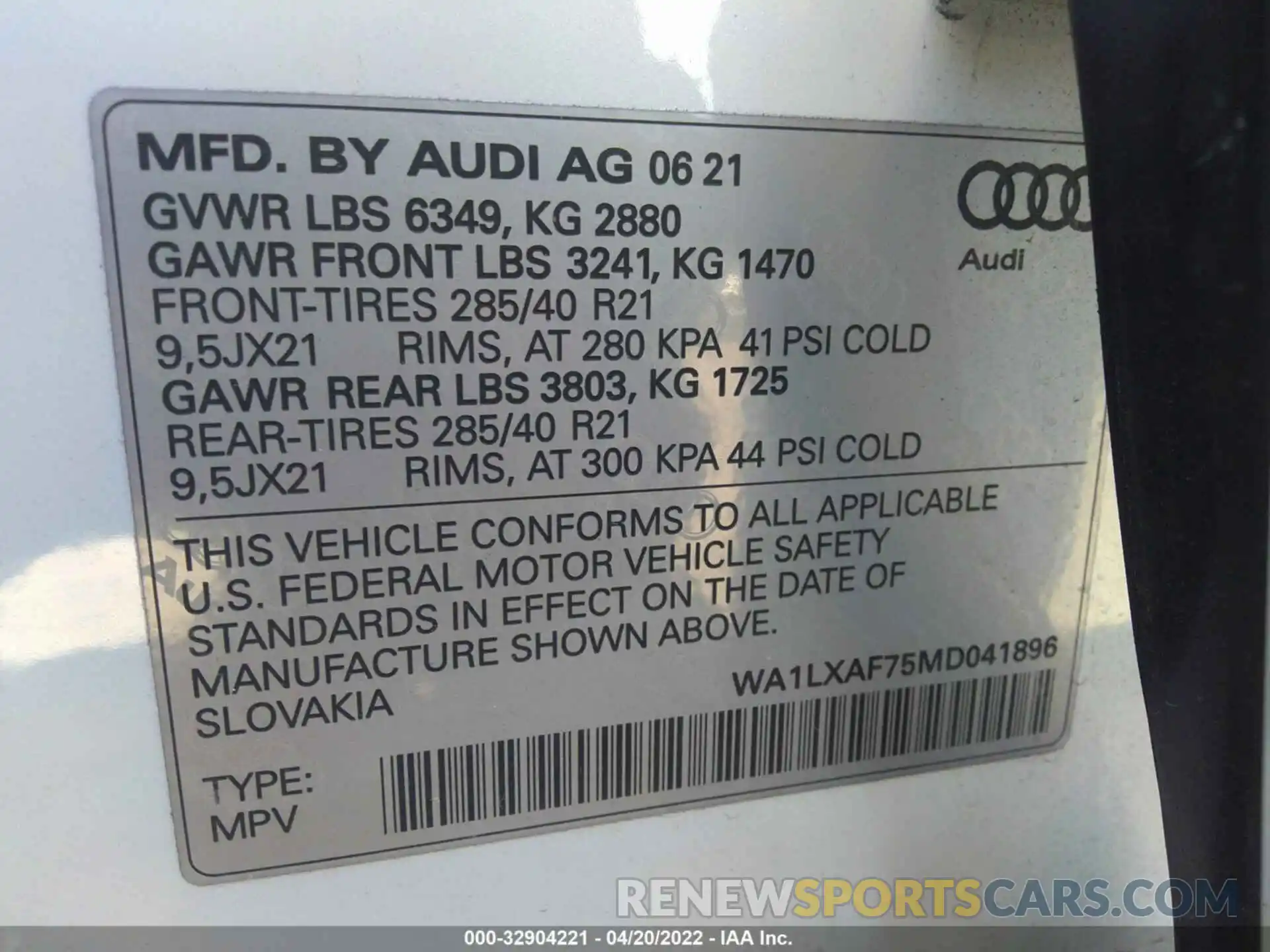 9 Фотография поврежденного автомобиля WA1LXAF75MD041896 AUDI Q7 2021