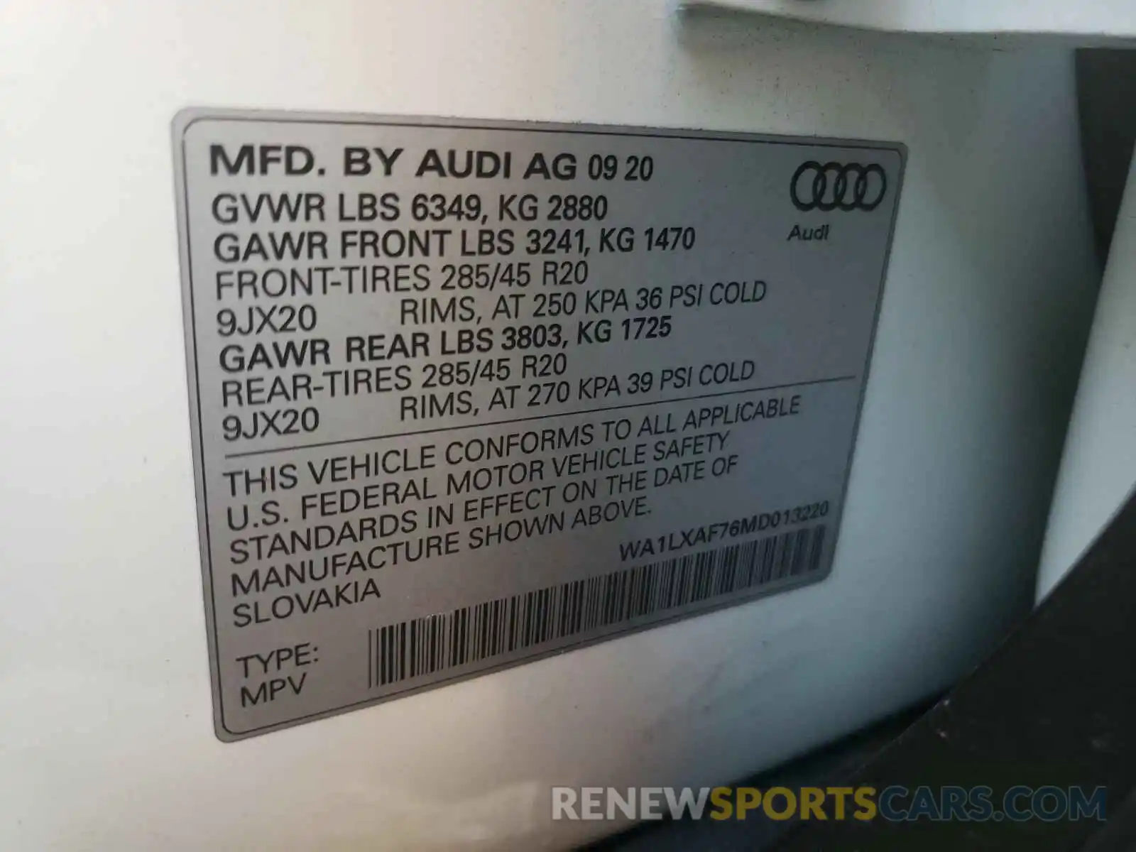 10 Фотография поврежденного автомобиля WA1LXAF76MD013220 AUDI Q7 2021