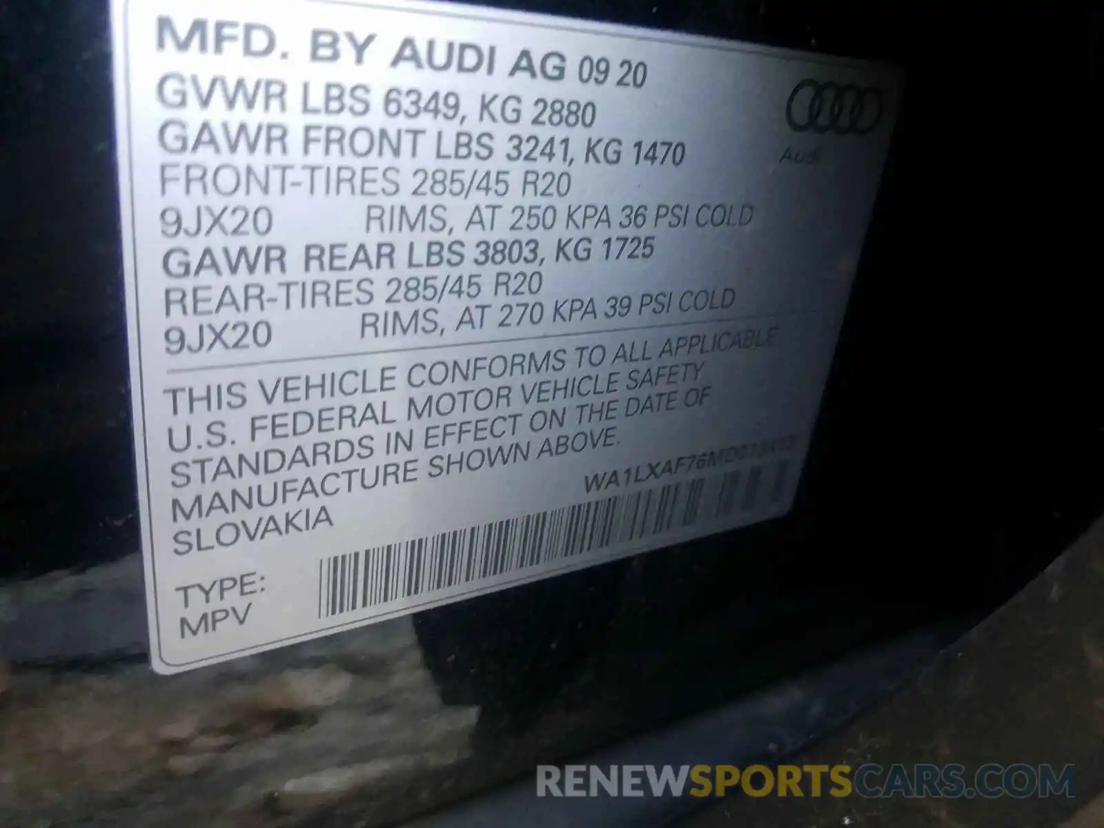 10 Photograph of a damaged car WA1LXAF76MD013413 AUDI Q7 2021