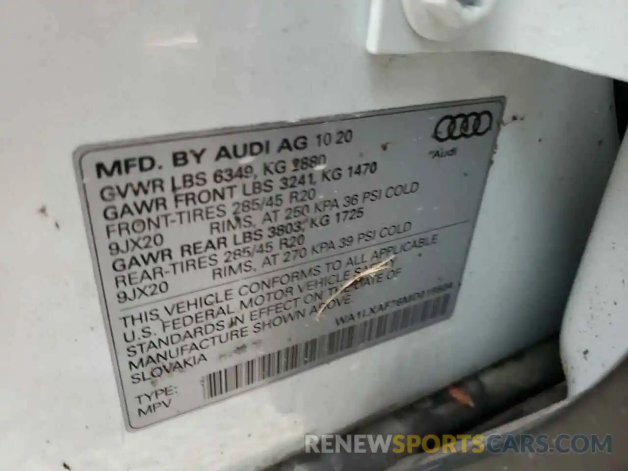 10 Photograph of a damaged car WA1LXAF76MD019504 AUDI Q7 2021