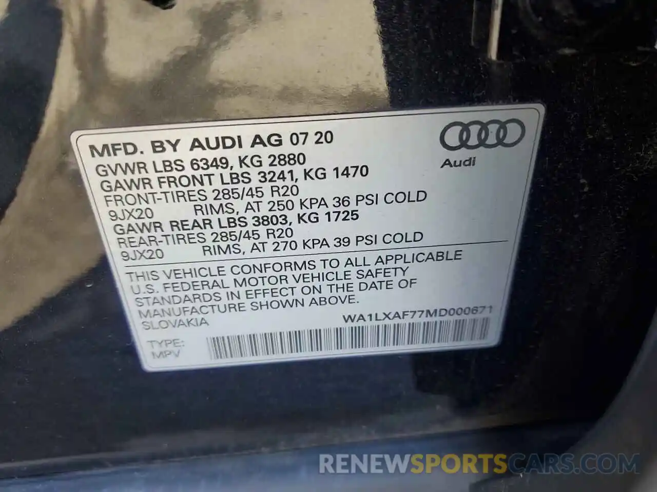 12 Фотография поврежденного автомобиля WA1LXAF77MD000671 AUDI Q7 2021