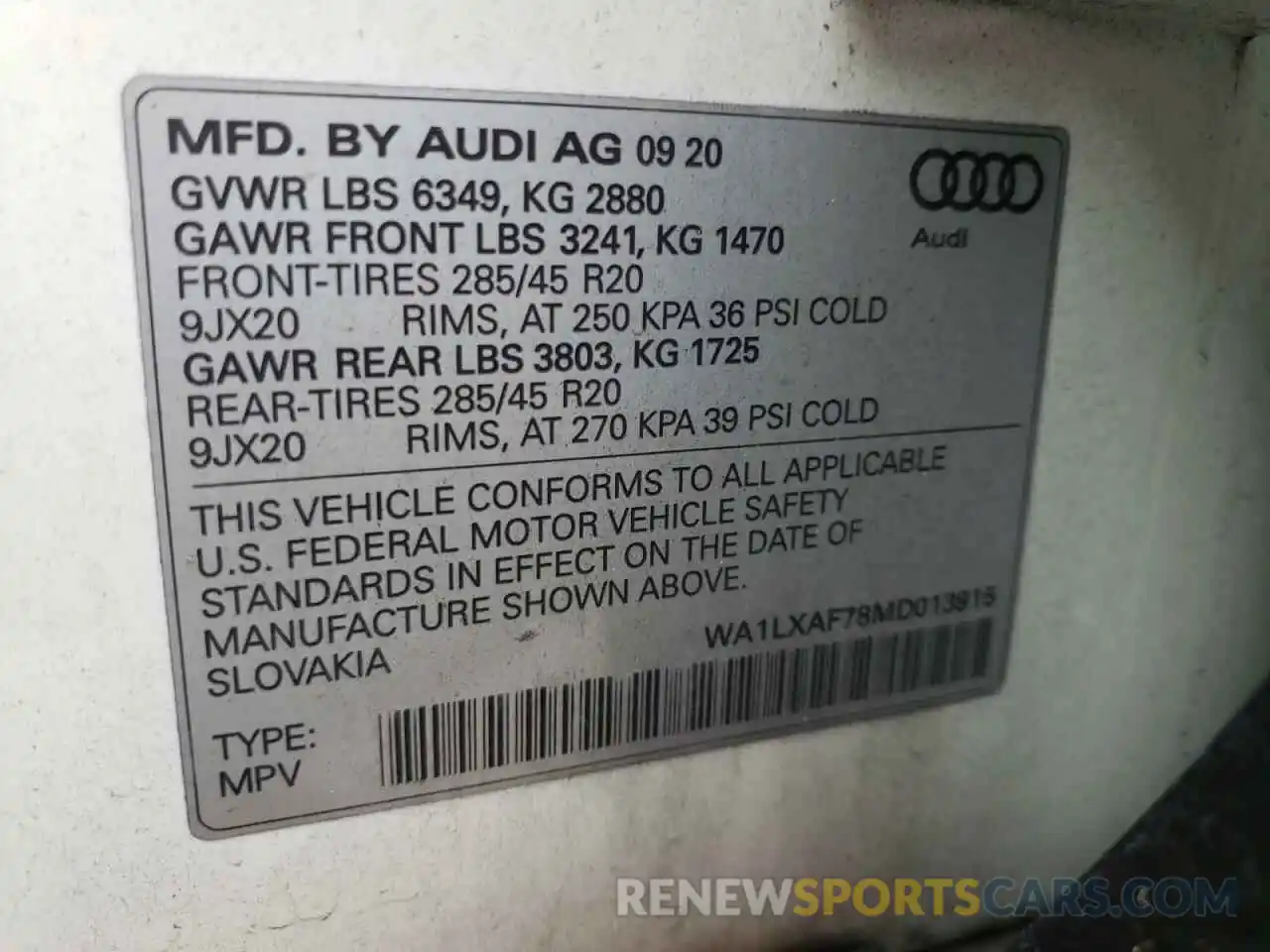 10 Фотография поврежденного автомобиля WA1LXAF78MD013915 AUDI Q7 2021