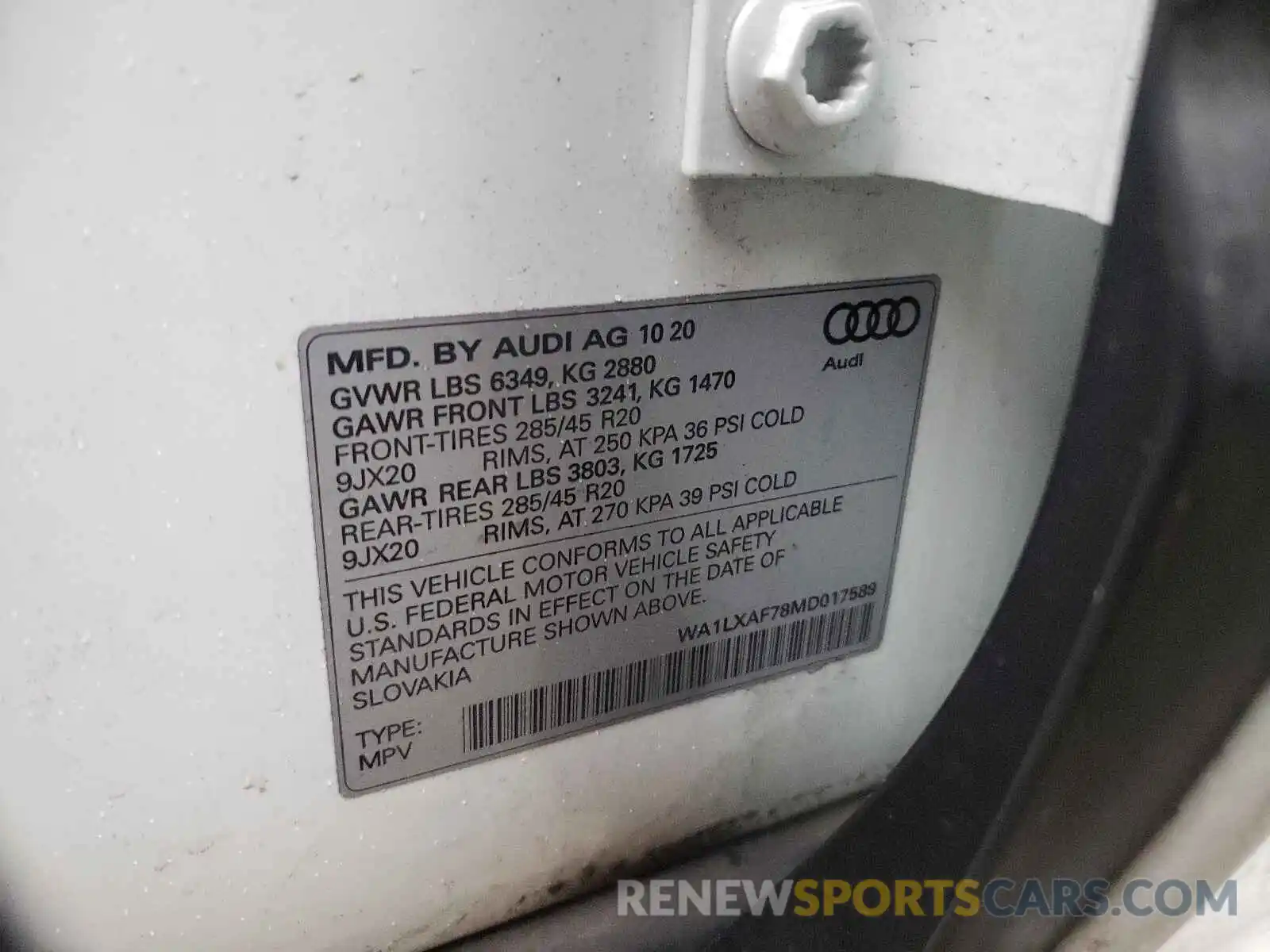 10 Photograph of a damaged car WA1LXAF78MD017589 AUDI Q7 2021