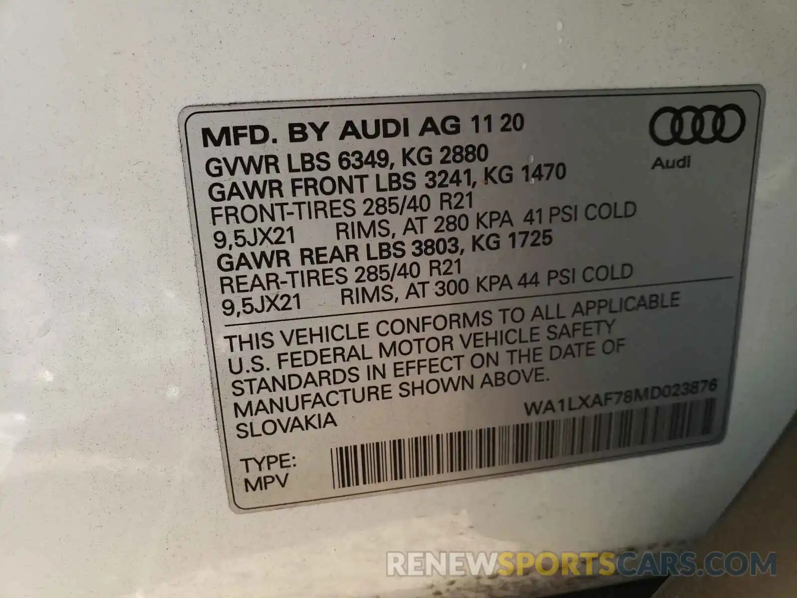 10 Photograph of a damaged car WA1LXAF78MD023876 AUDI Q7 2021