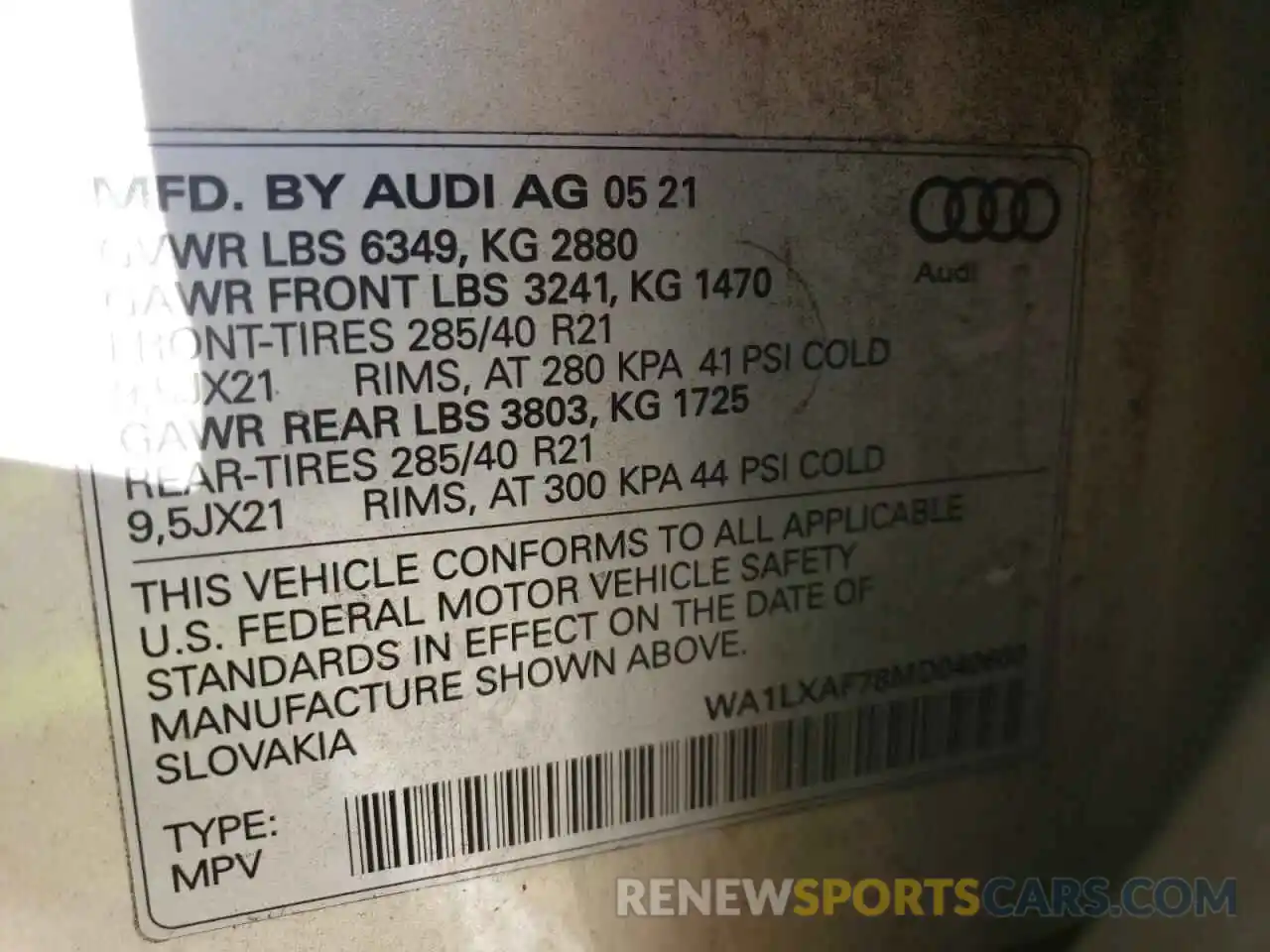 13 Photograph of a damaged car WA1LXAF78MD040600 AUDI Q7 2021