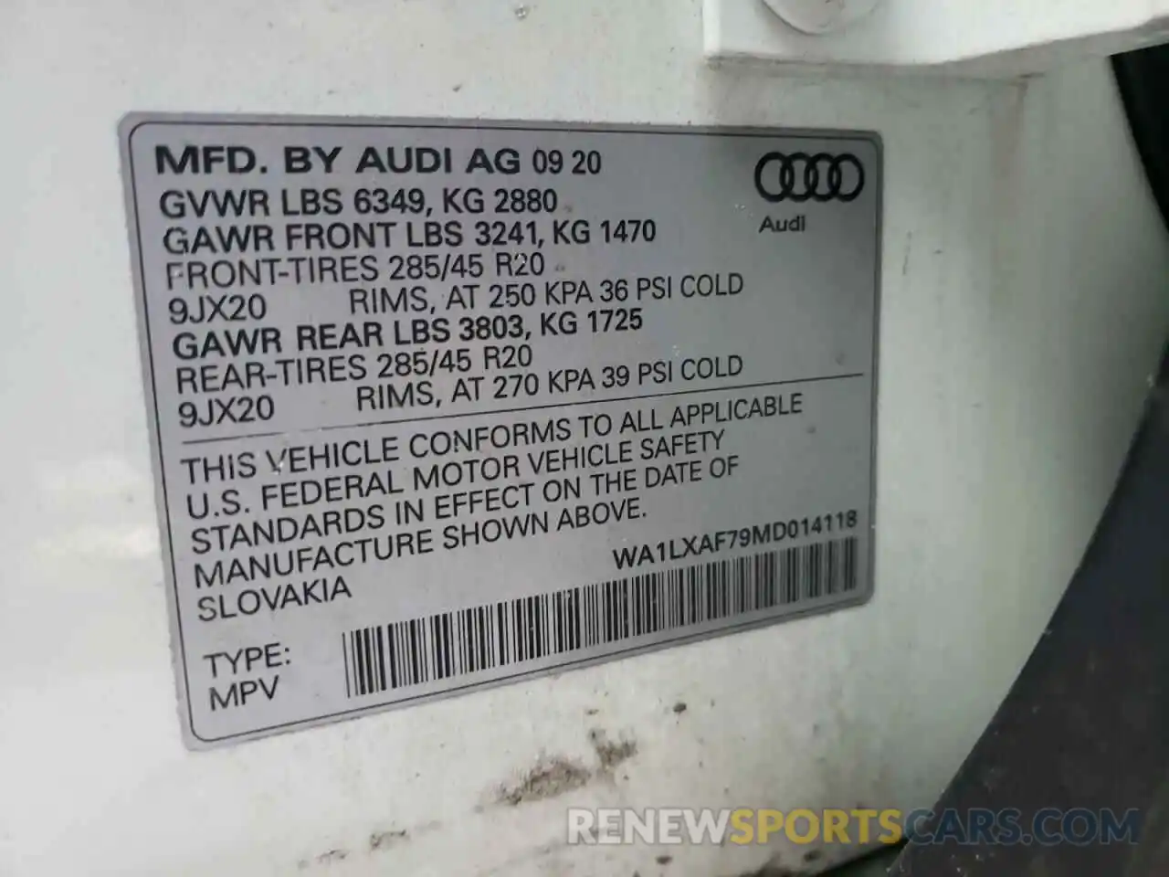 10 Фотография поврежденного автомобиля WA1LXAF79MD014118 AUDI Q7 2021